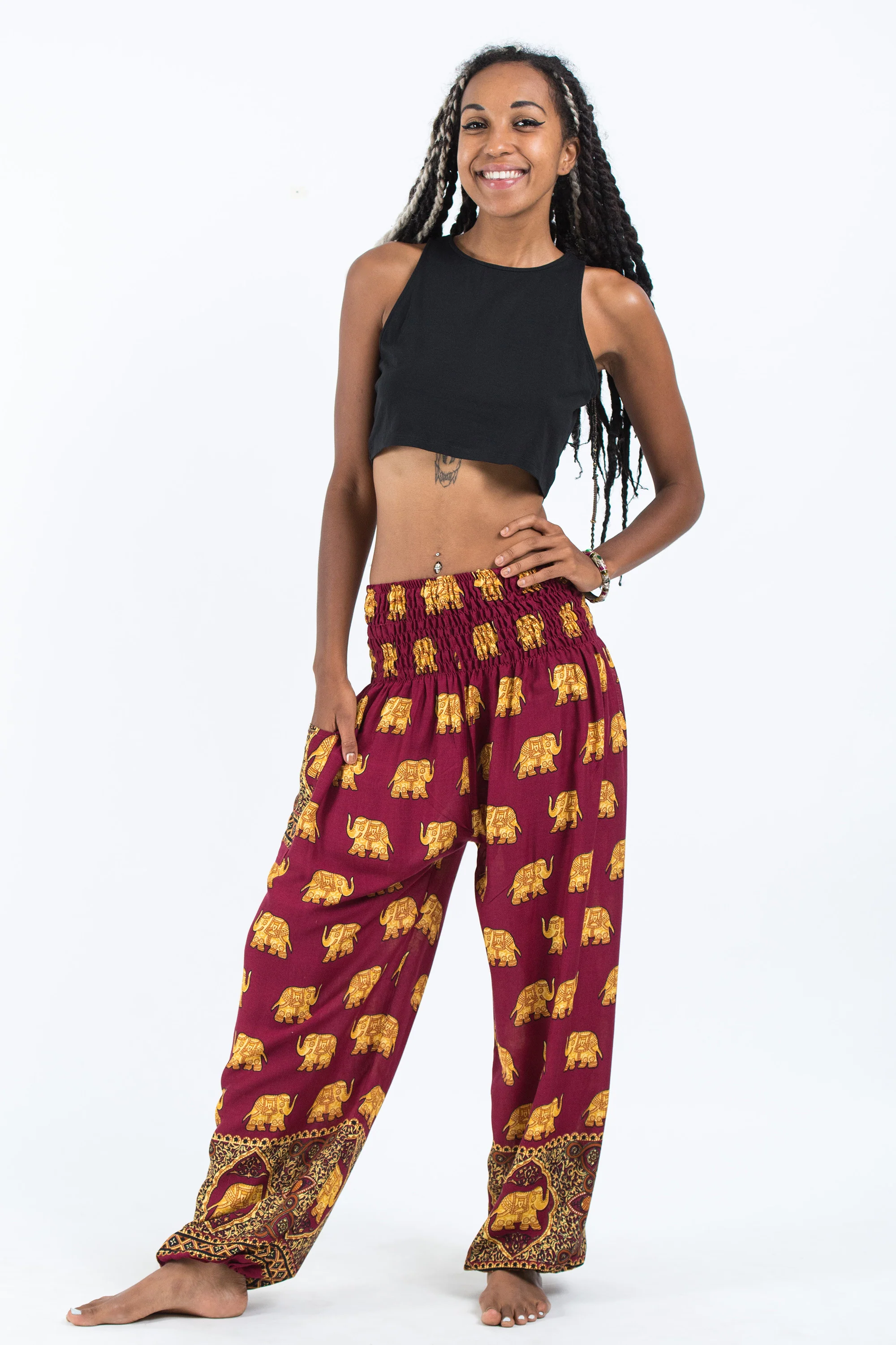 Golden Elephant Women's Elephant Pants in Maroon - Image 5