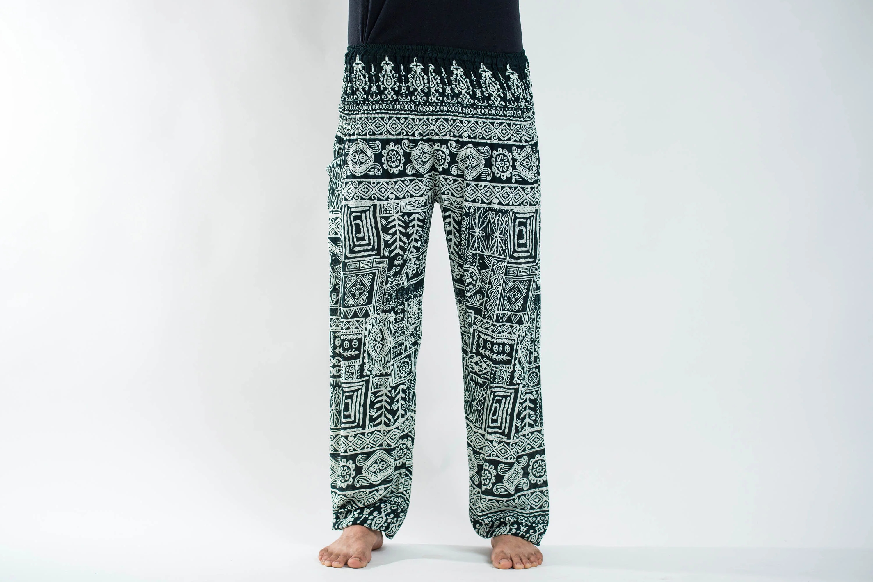 Tribal Prints Men's Harem Pants in Green - Image 2