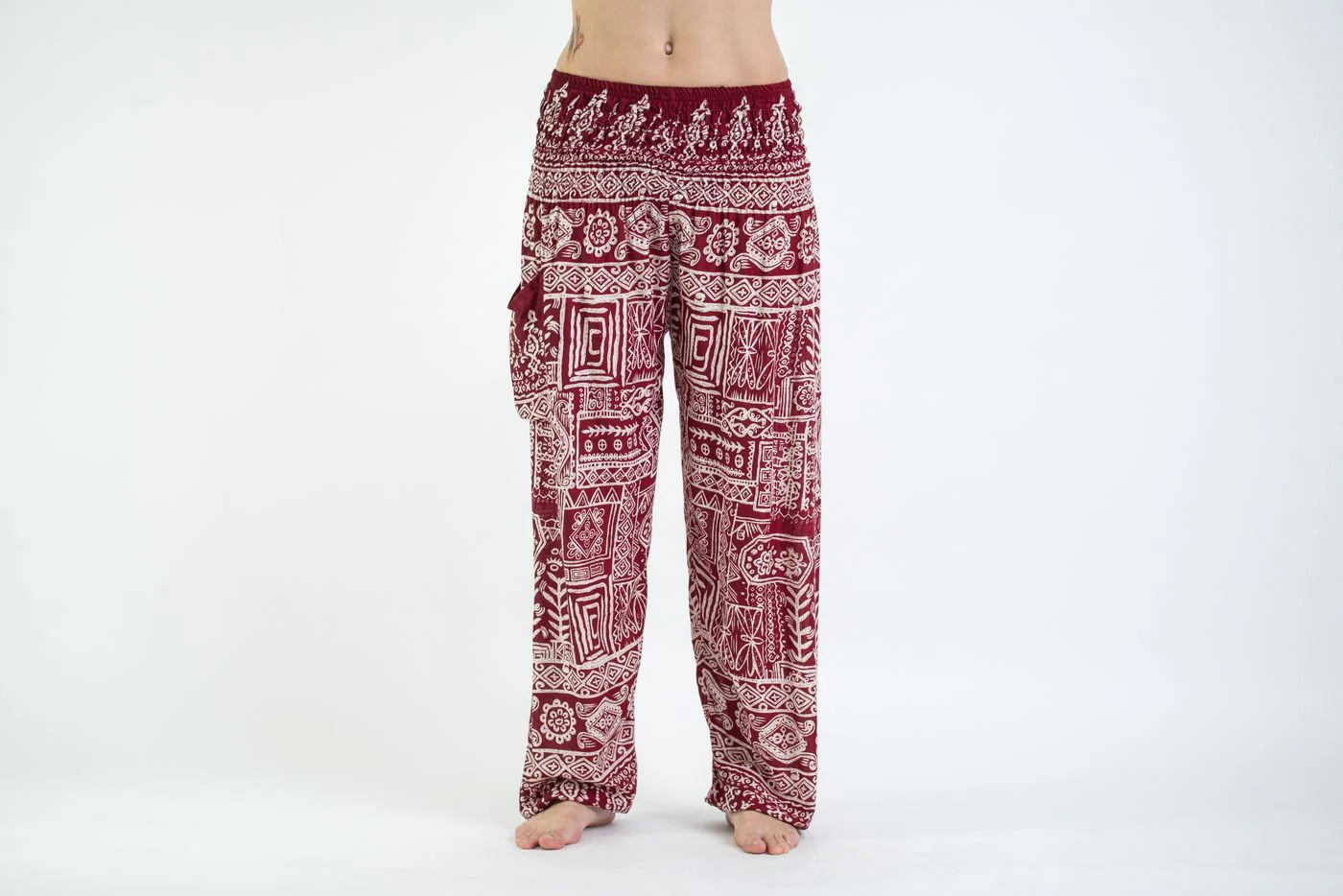 Tribal Prints Women's Harem Pants in Red - Image 3