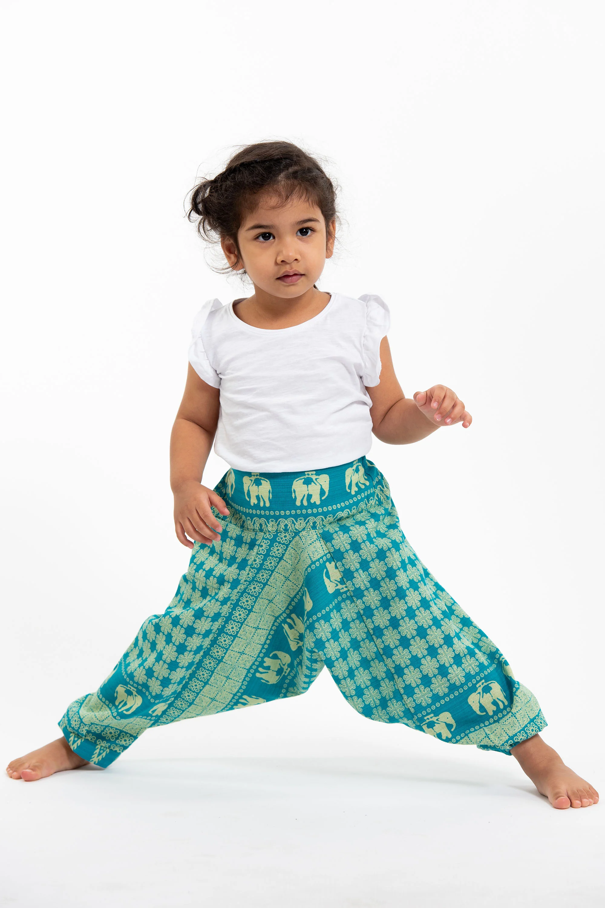 Hill Tribe Elephant Kids Elephant Pants in Turquoise - Image 3
