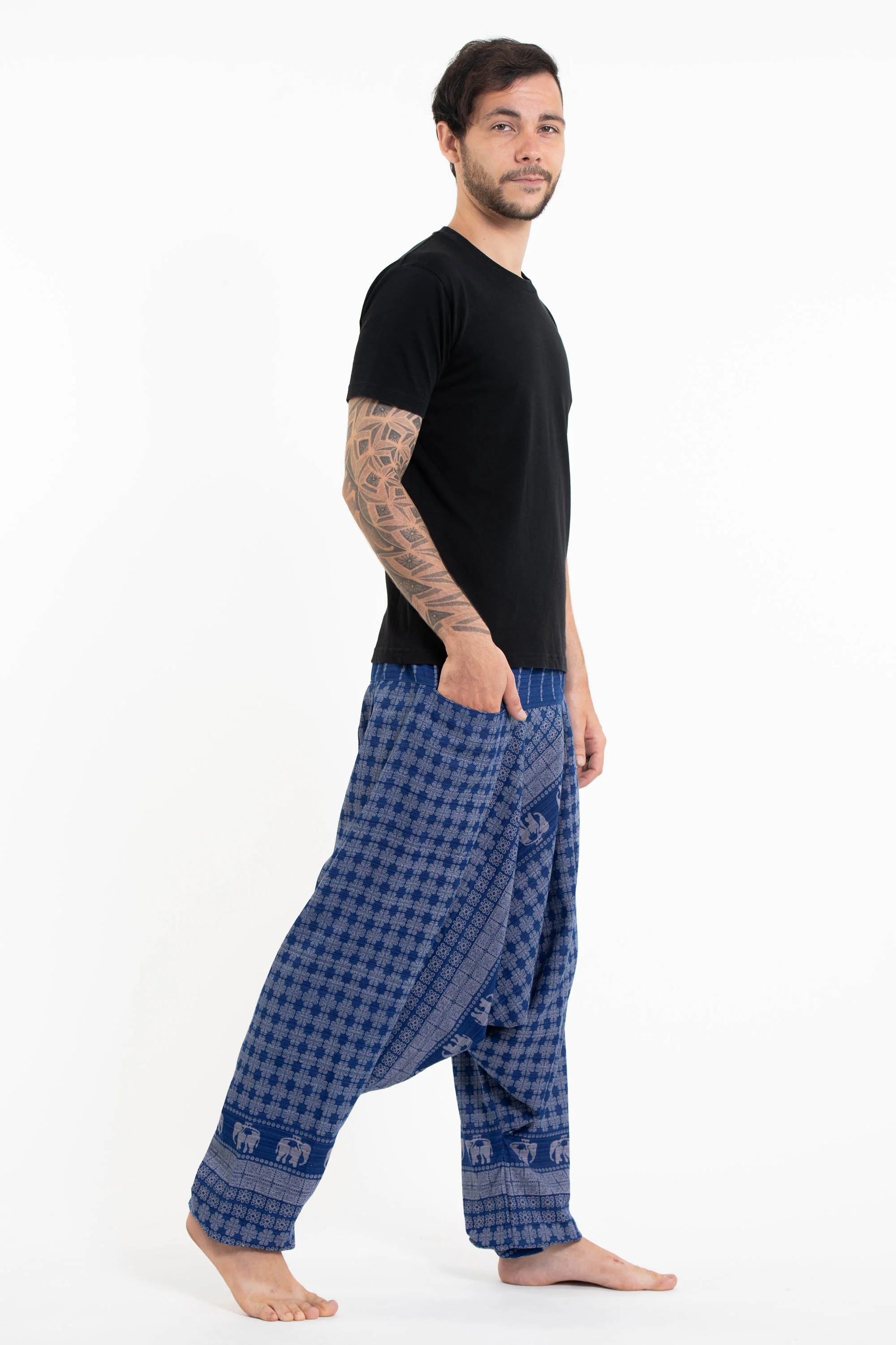 Hill Tribe Elephant Men's Elephant Pants in Blue - Image 3