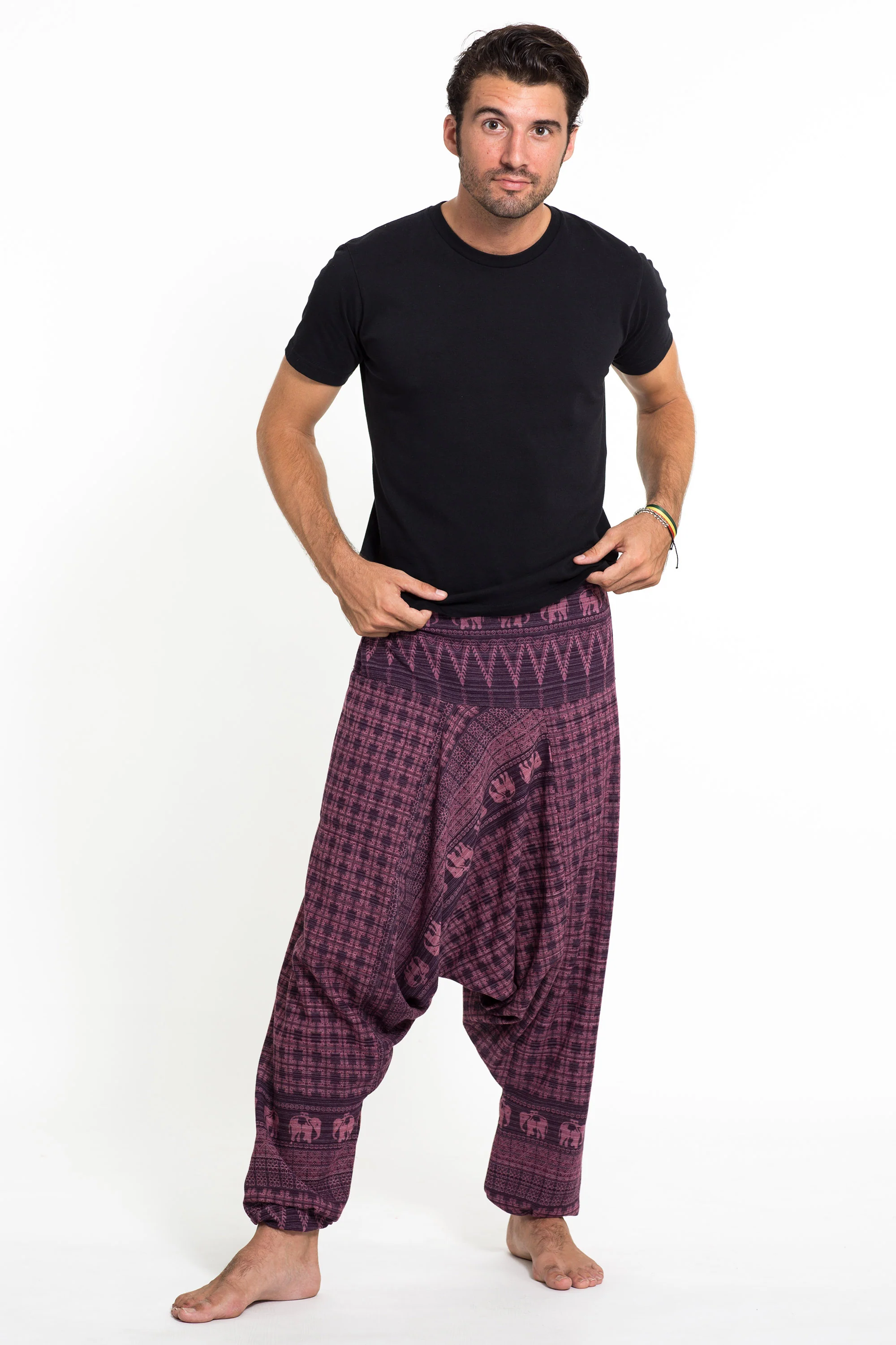 Hill Tribe Elephant Men's Elephant Pants in Purple - Image 4