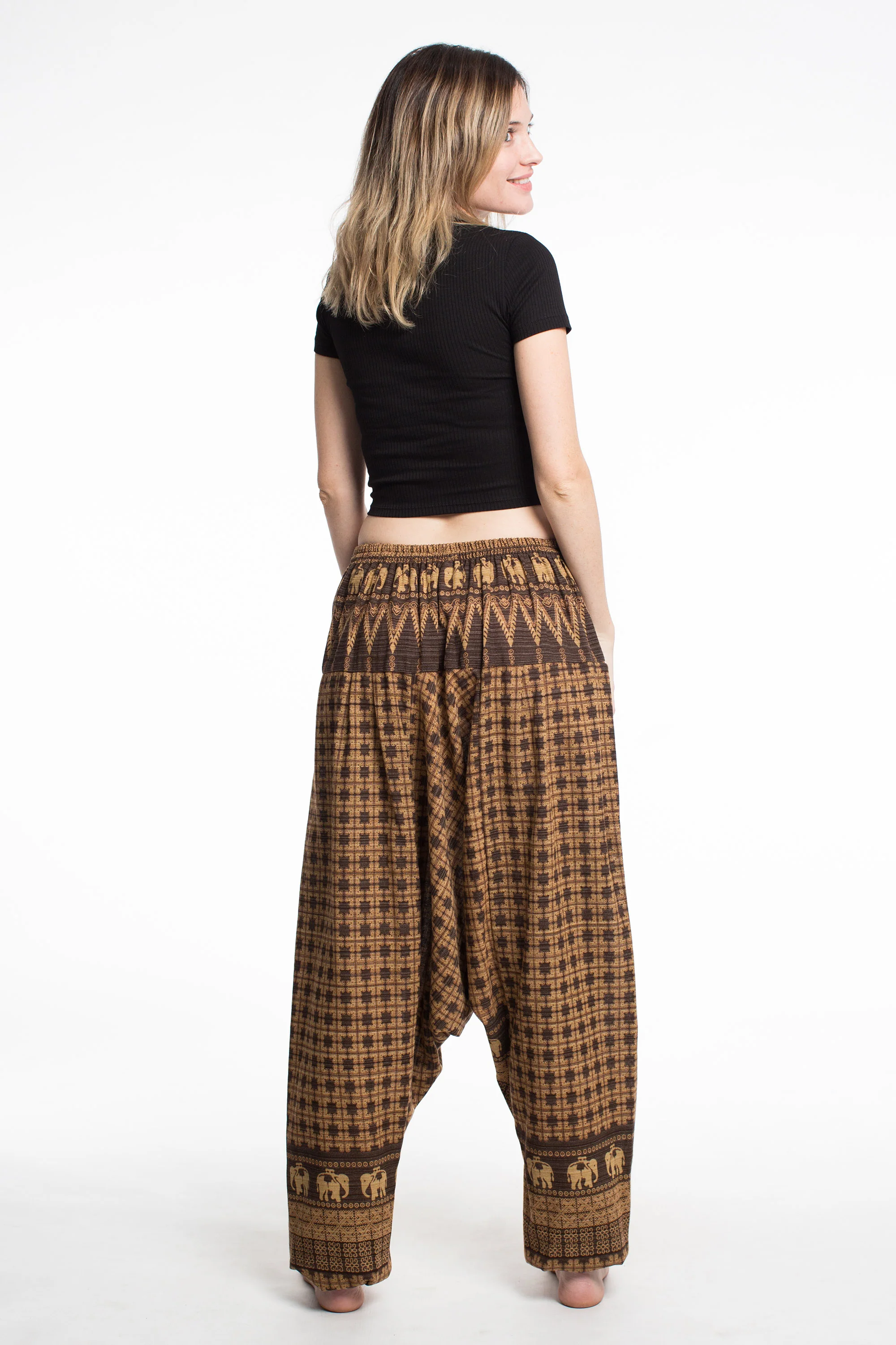 Hill Tribe Elephant Women's Elephant Pants in Brown - Image 4