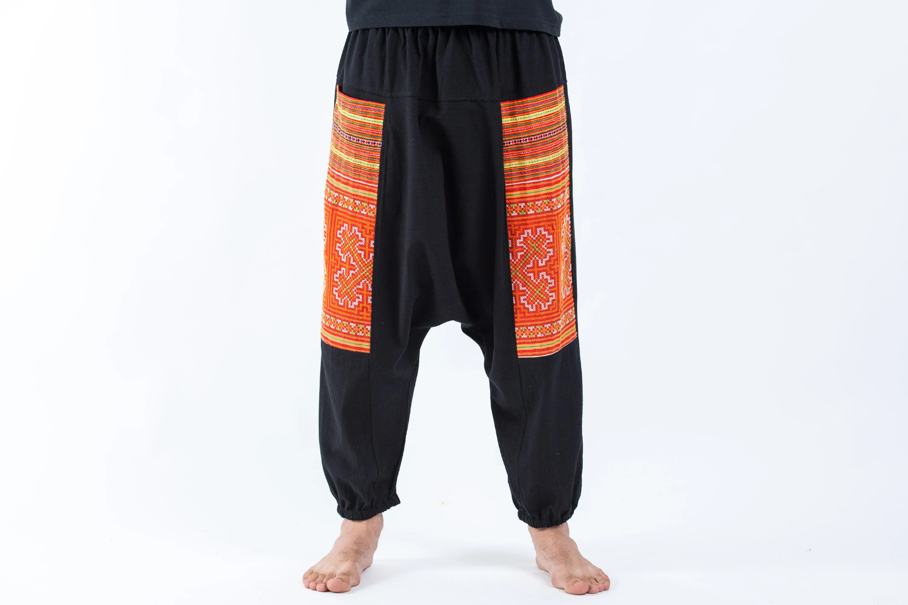 Hill Tribe Embroidered Cotton Men's Harem Pants In Black - Image 2
