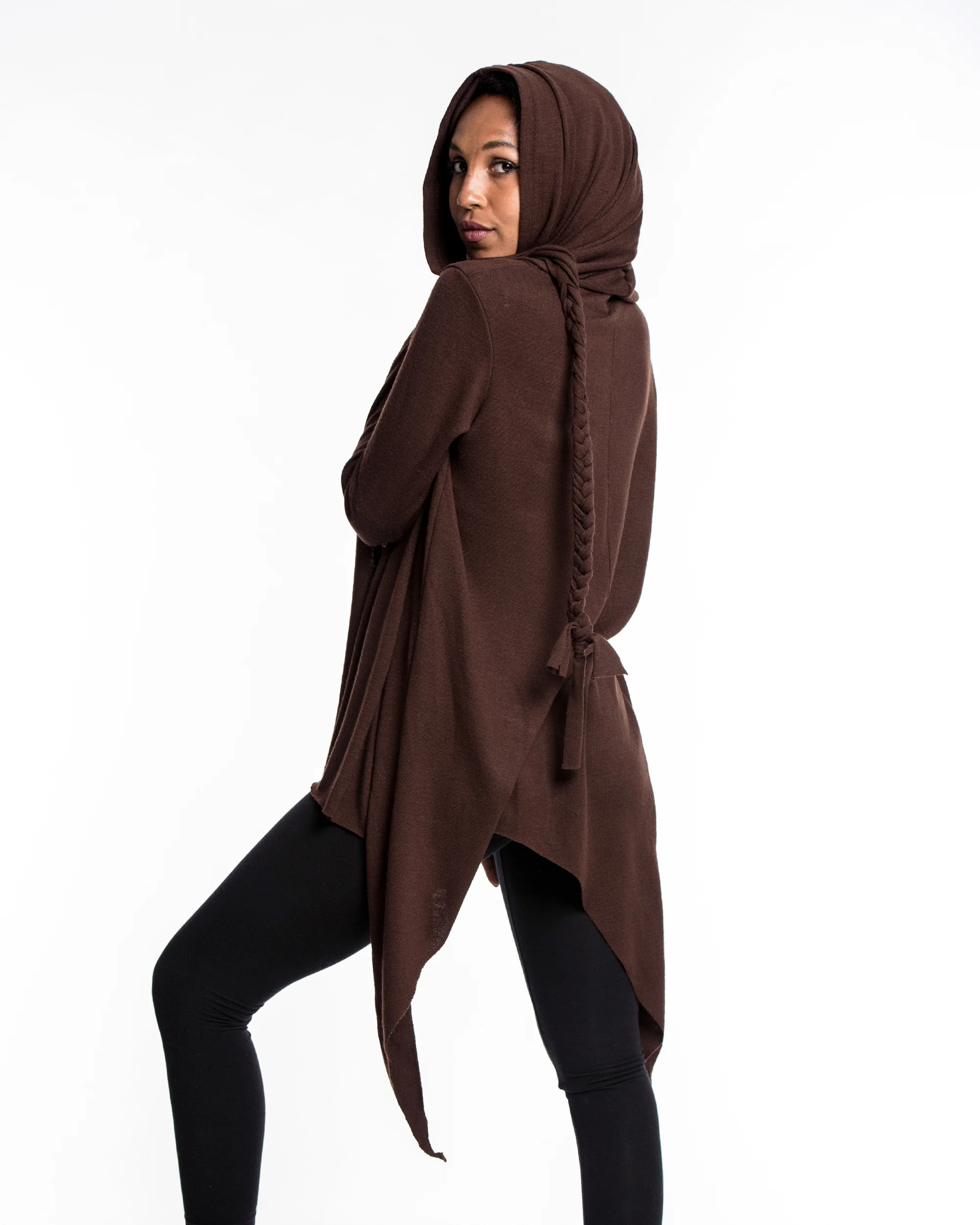 Hooded Cardigan in Brown - Image 4