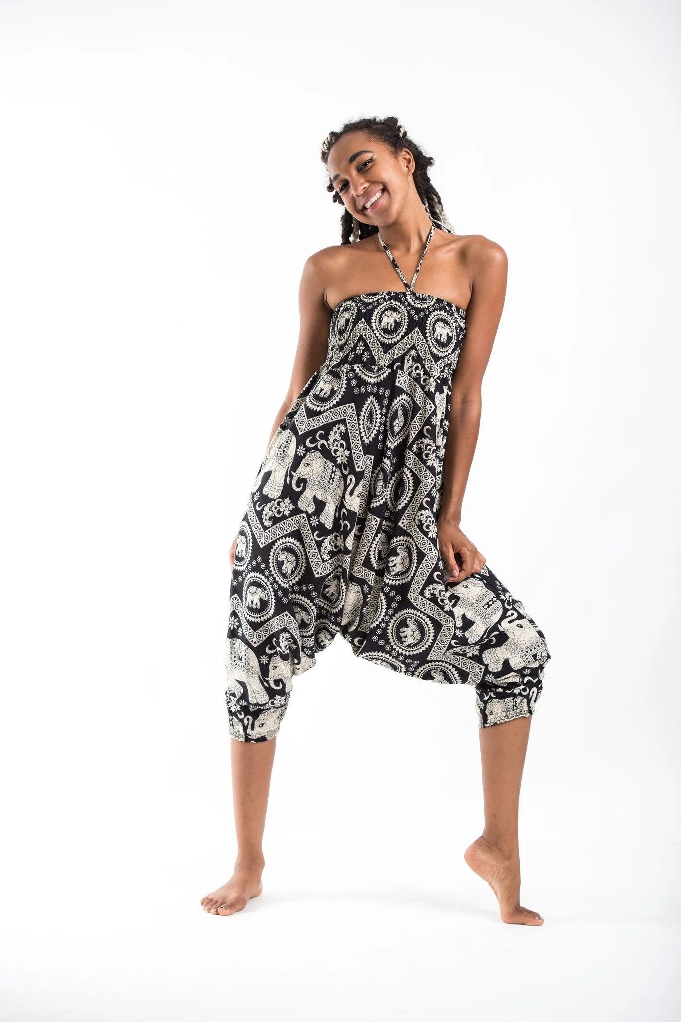 Imperial Elephant 2-in-1 Jumpsuit Elephant Pants in Black - Image 3