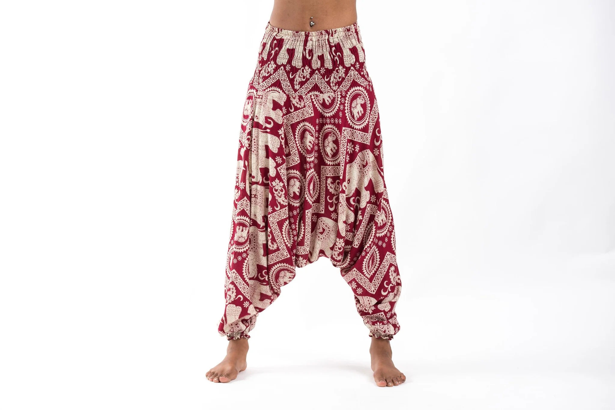 Imperial Elephant 2-in-1 Jumpsuit Elephant Pants in Red - Image 2