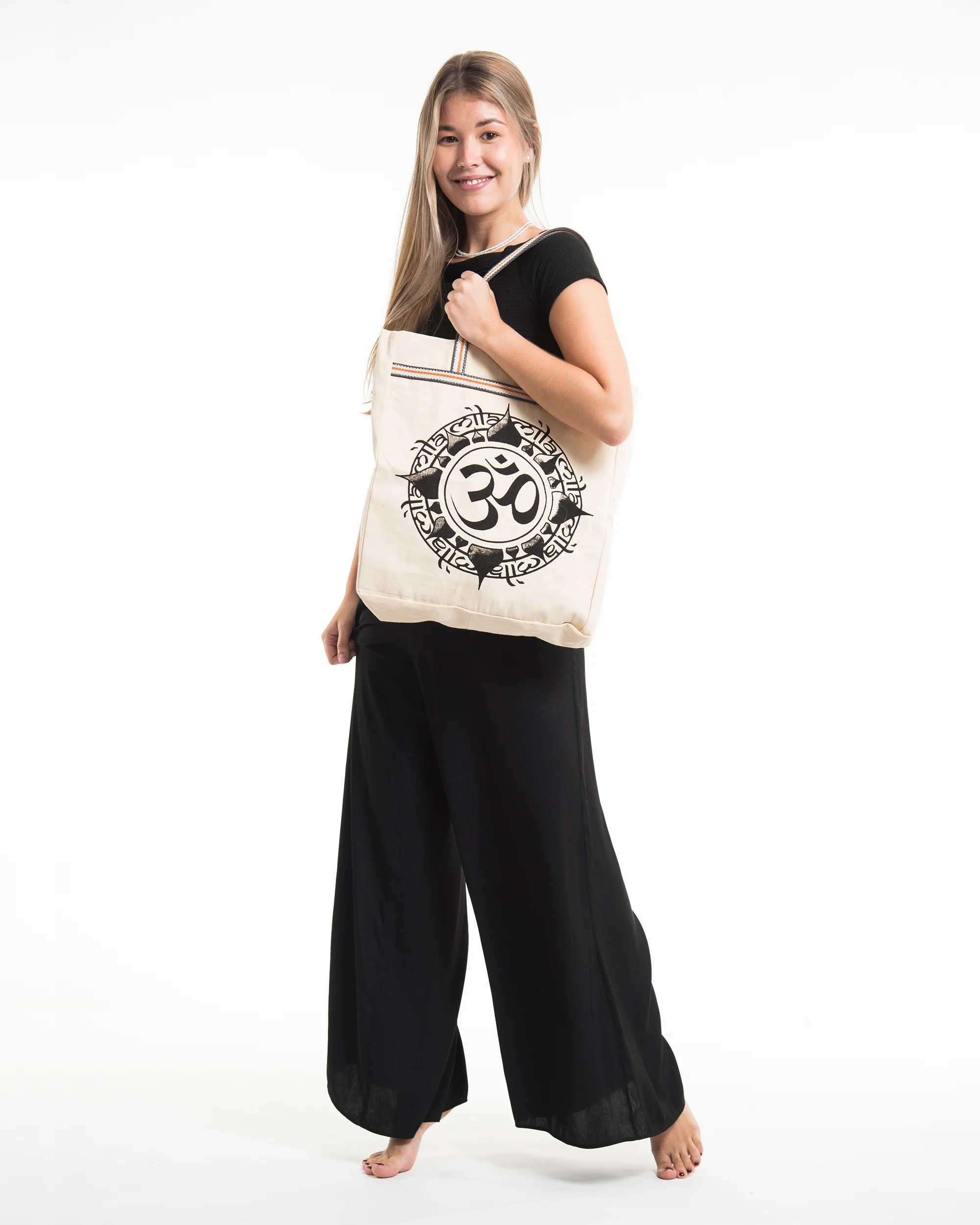 Infinitee Om Canvas Everyday Tote Bag in Natural - Image 2