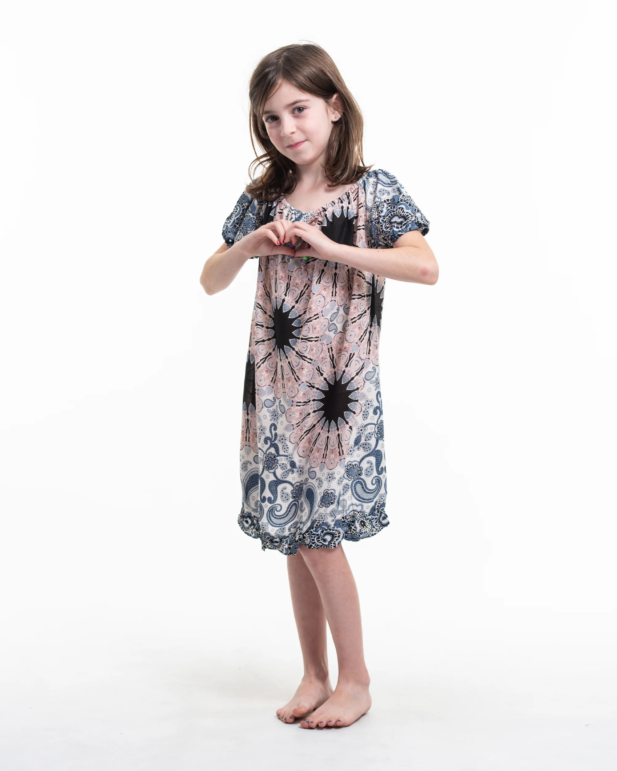 Kids Paisley Mandalas Dress in Silver Gray - Image 3