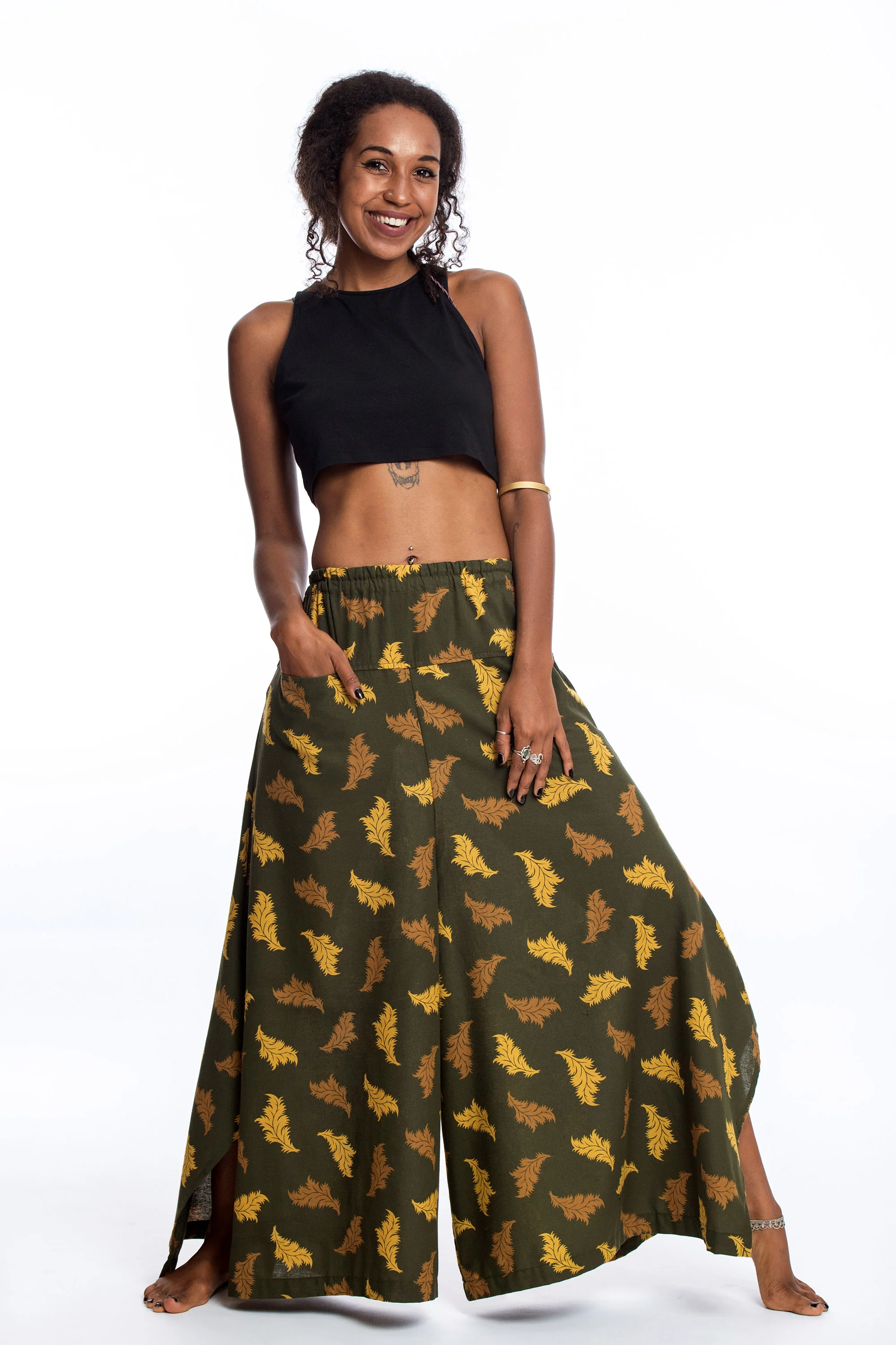 Leaves Women's Cotton Palazzo Pants in Green - Image 5