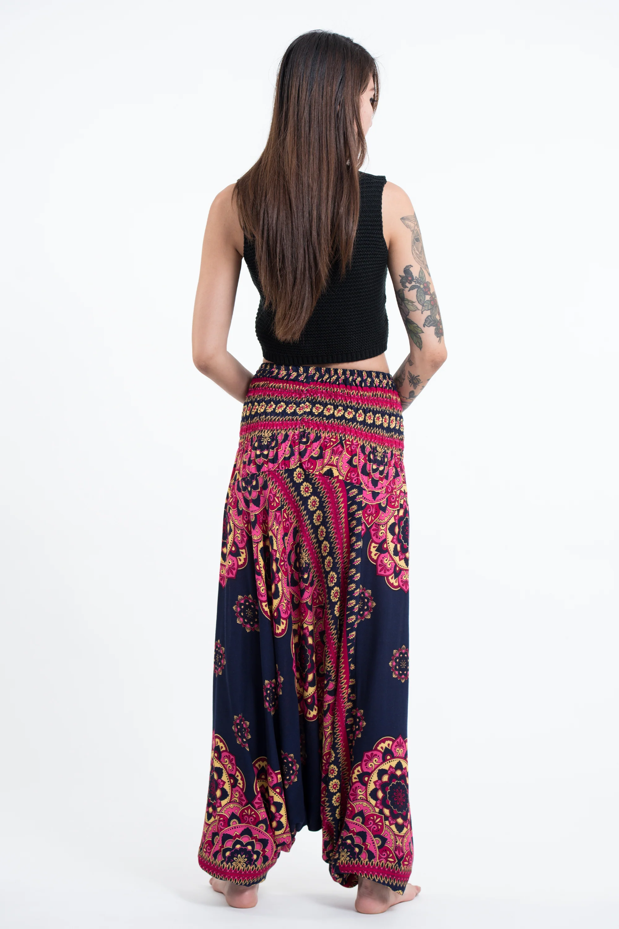 Lotus Mandalas 2-in-1 Jumpsuit Harem Pants in Navy - Image 4