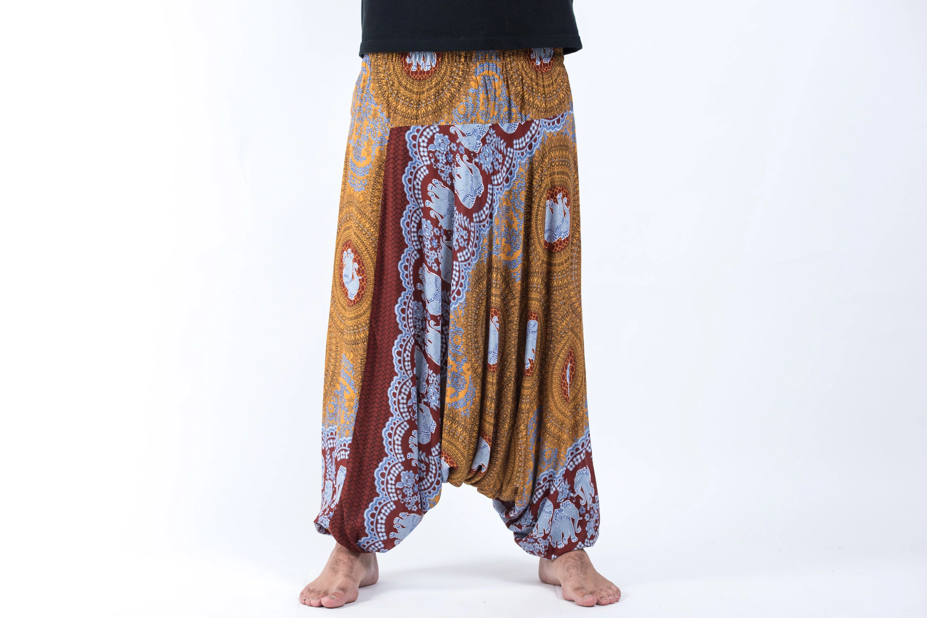 Mandala Elephant Drop Crotch Men's Elephant Pants in Bronze - Image 2