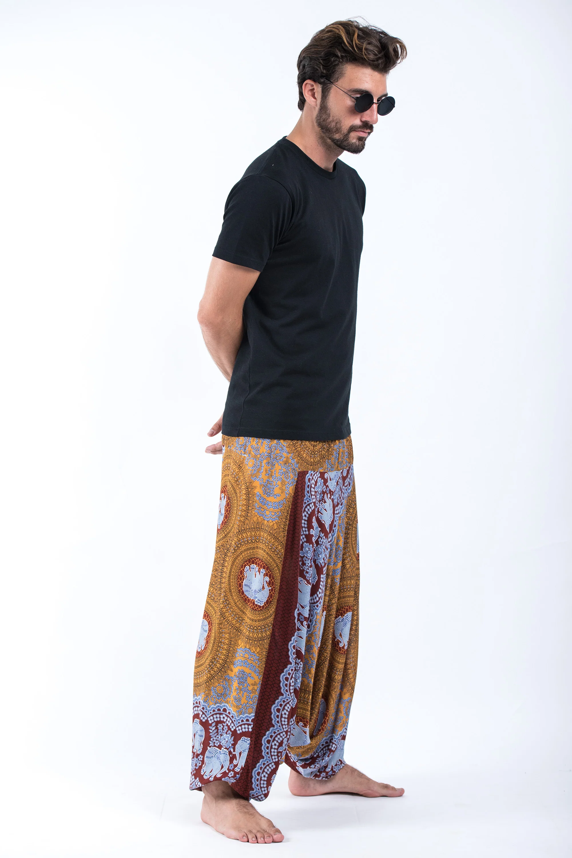 Mandala Elephant Drop Crotch Men's Elephant Pants in Bronze - Image 3