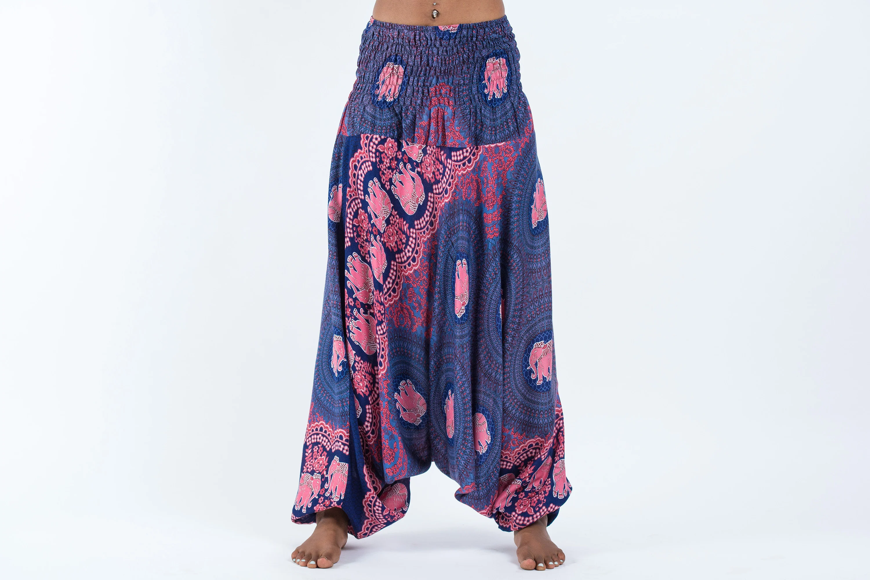 Mandala Elephant 2-in-1 Jumpsuit Elephant Pants in Blue - Image 2