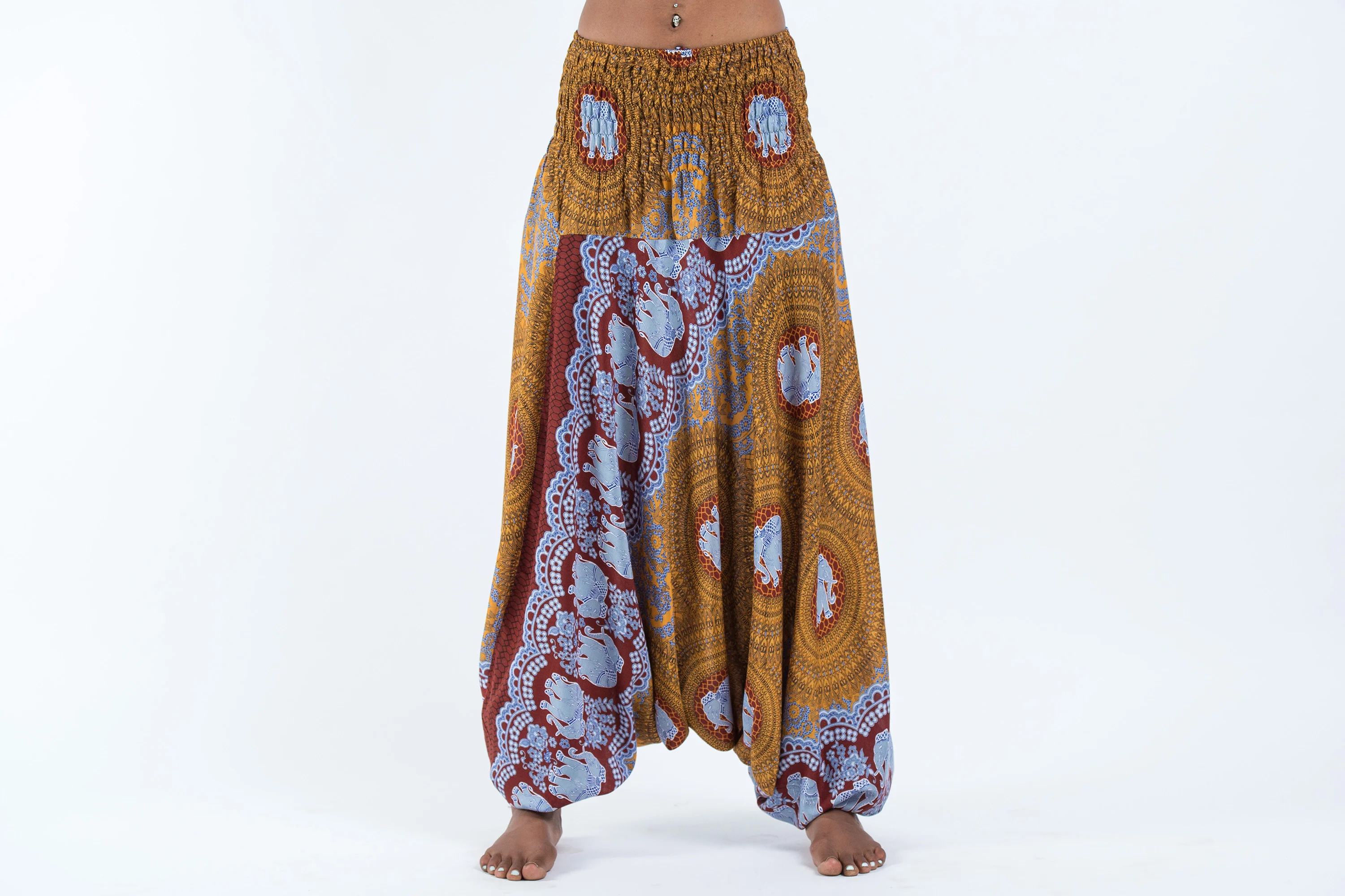 Mandala Elephant 2-in-1 Jumpsuit Elephant Pants in Bronze - Image 2