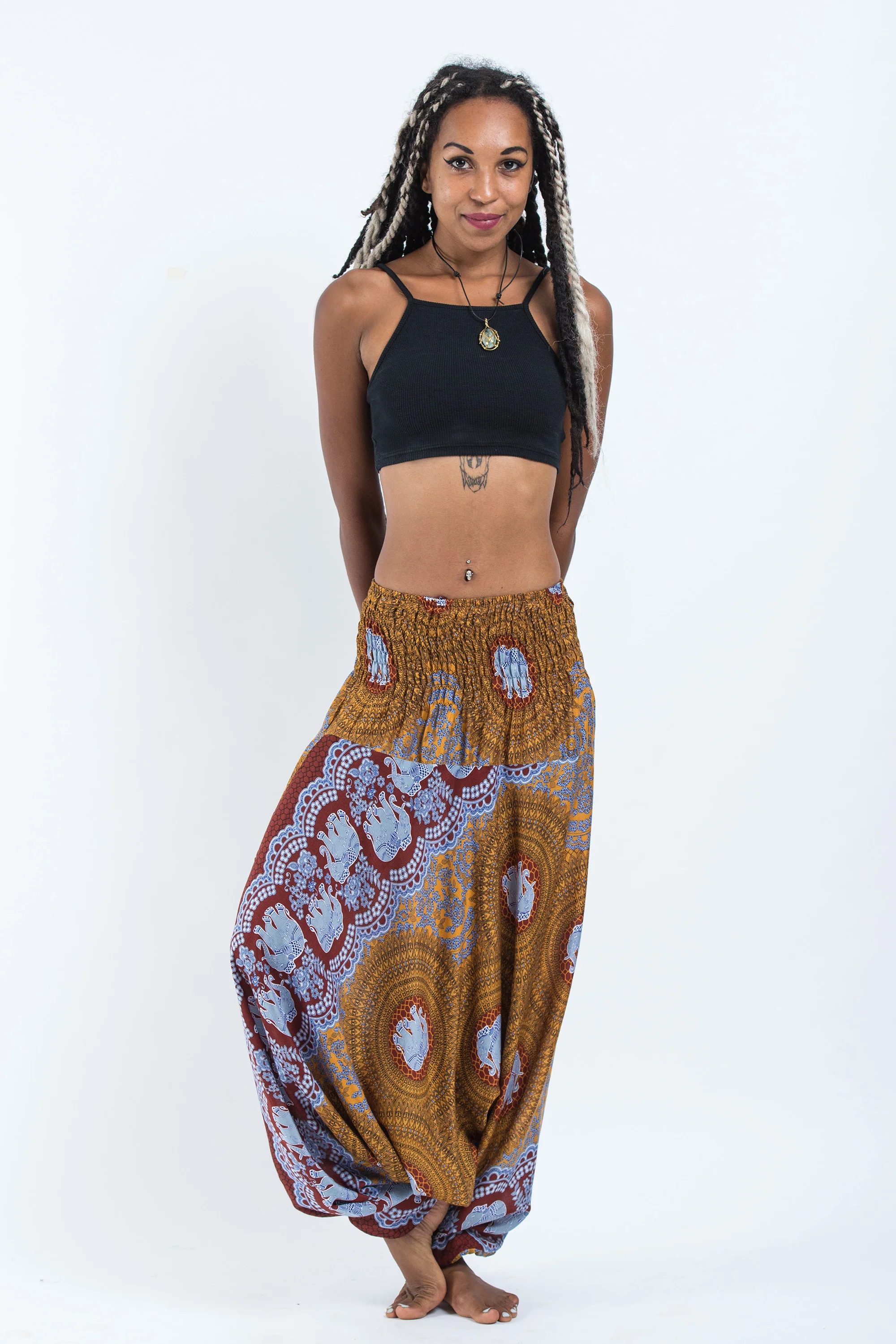 Mandala Elephant 2-in-1 Jumpsuit Elephant Pants in Bronze - Image 5