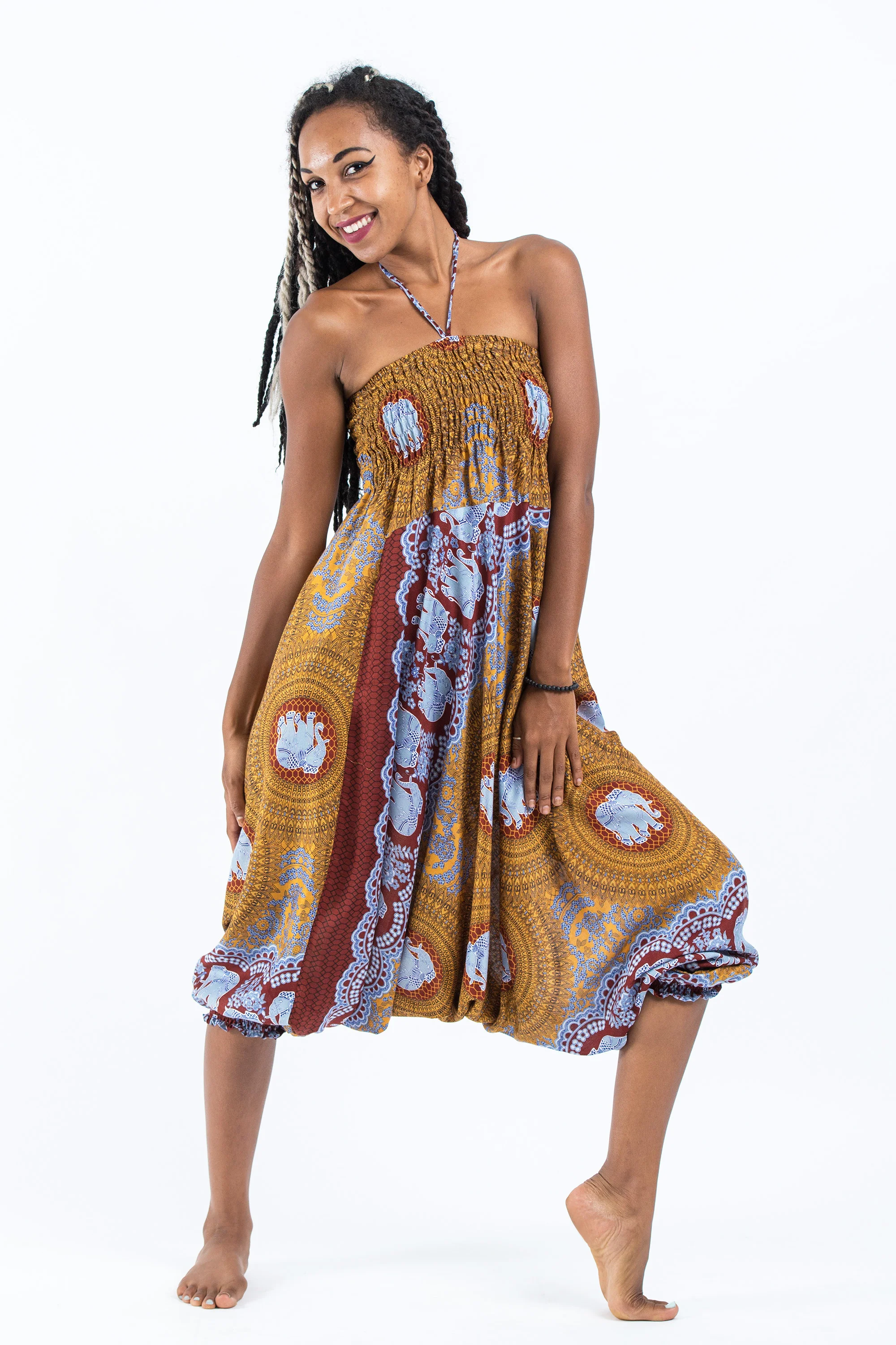 Mandala Elephant 2-in-1 Jumpsuit Elephant Pants in Bronze - Image 6