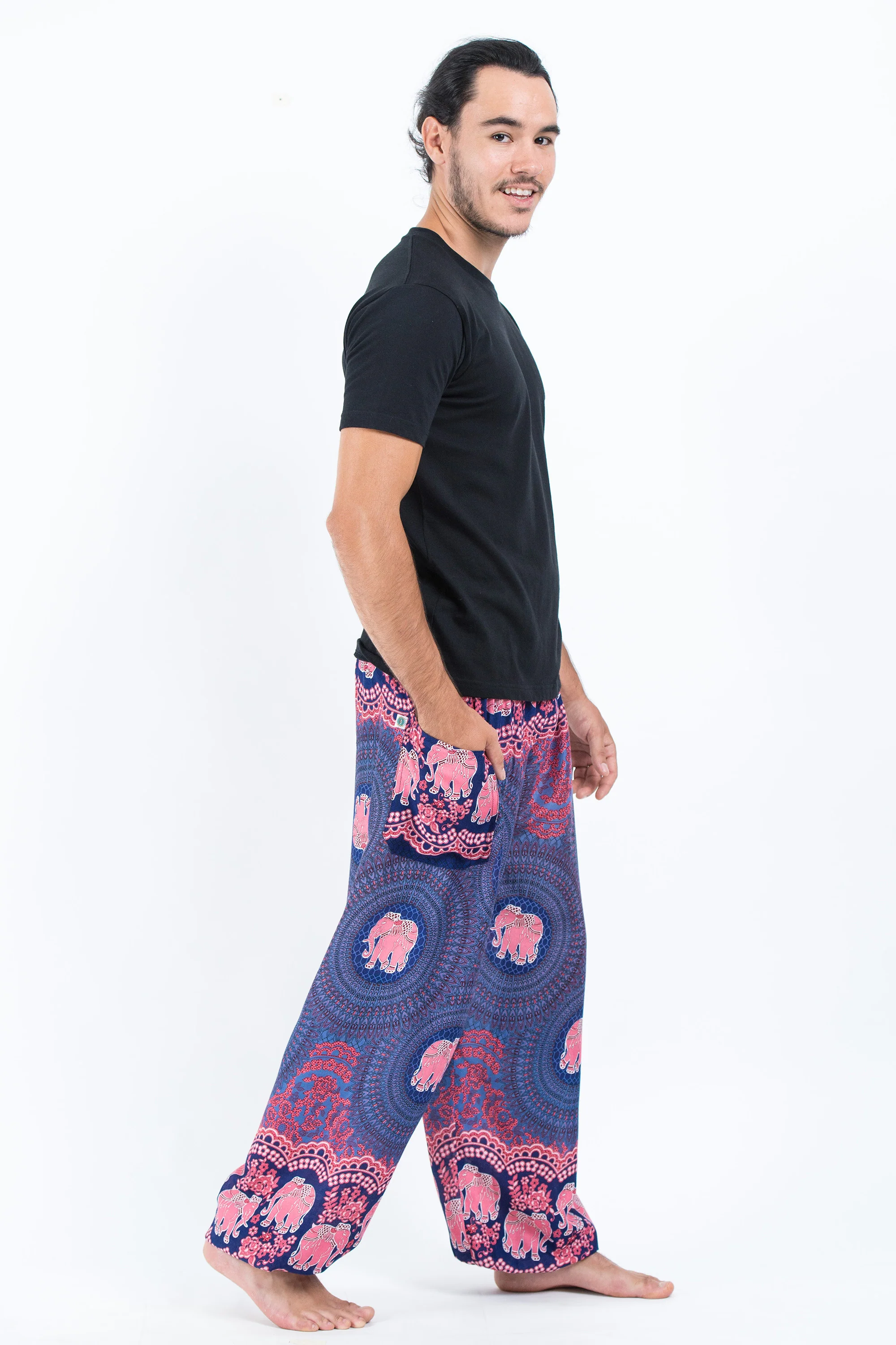 Mandala Elephant Men's Elephant Pants in Blue - Image 3