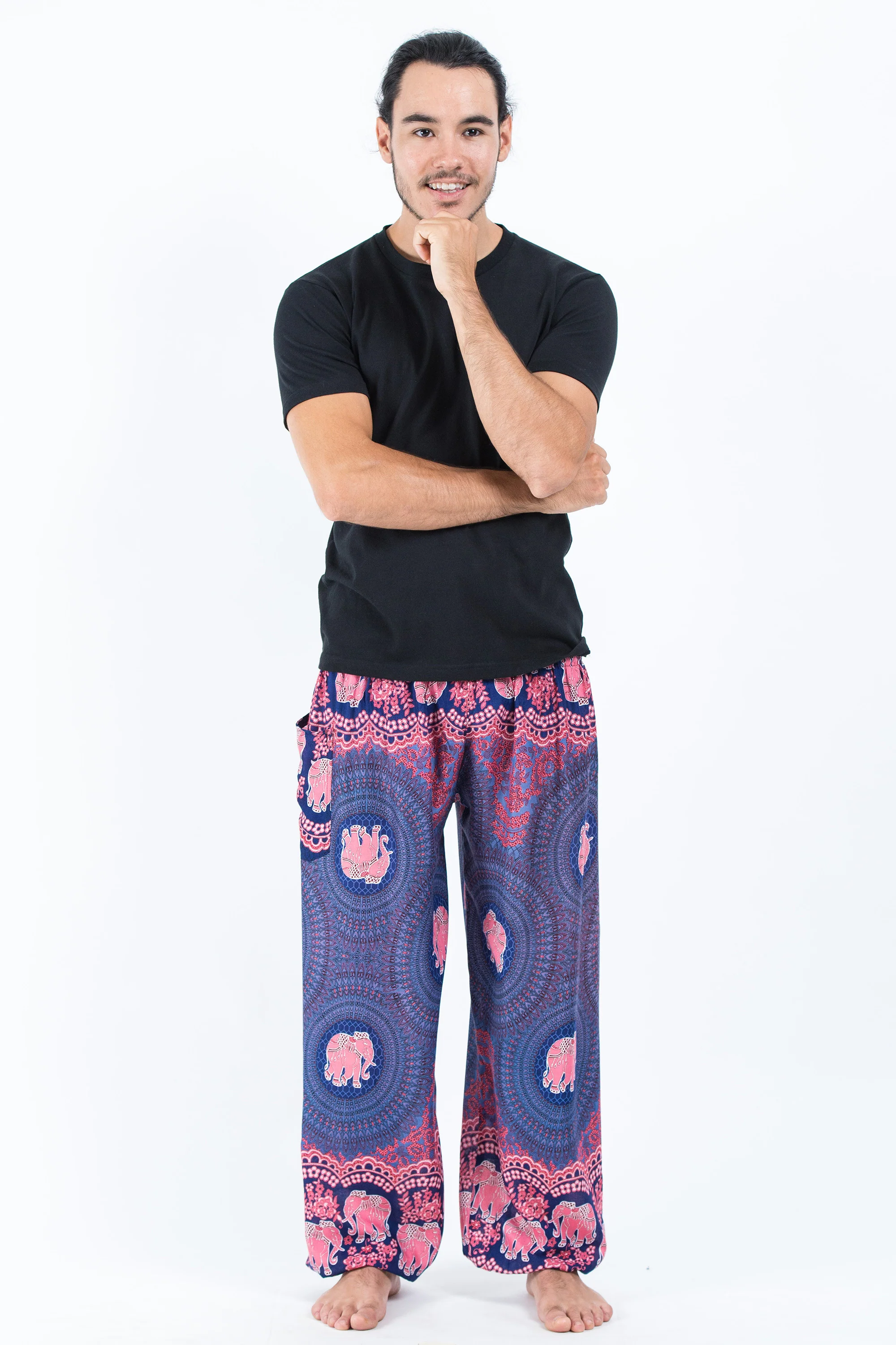 Mandala Elephant Men's Elephant Pants in Blue - Image 4