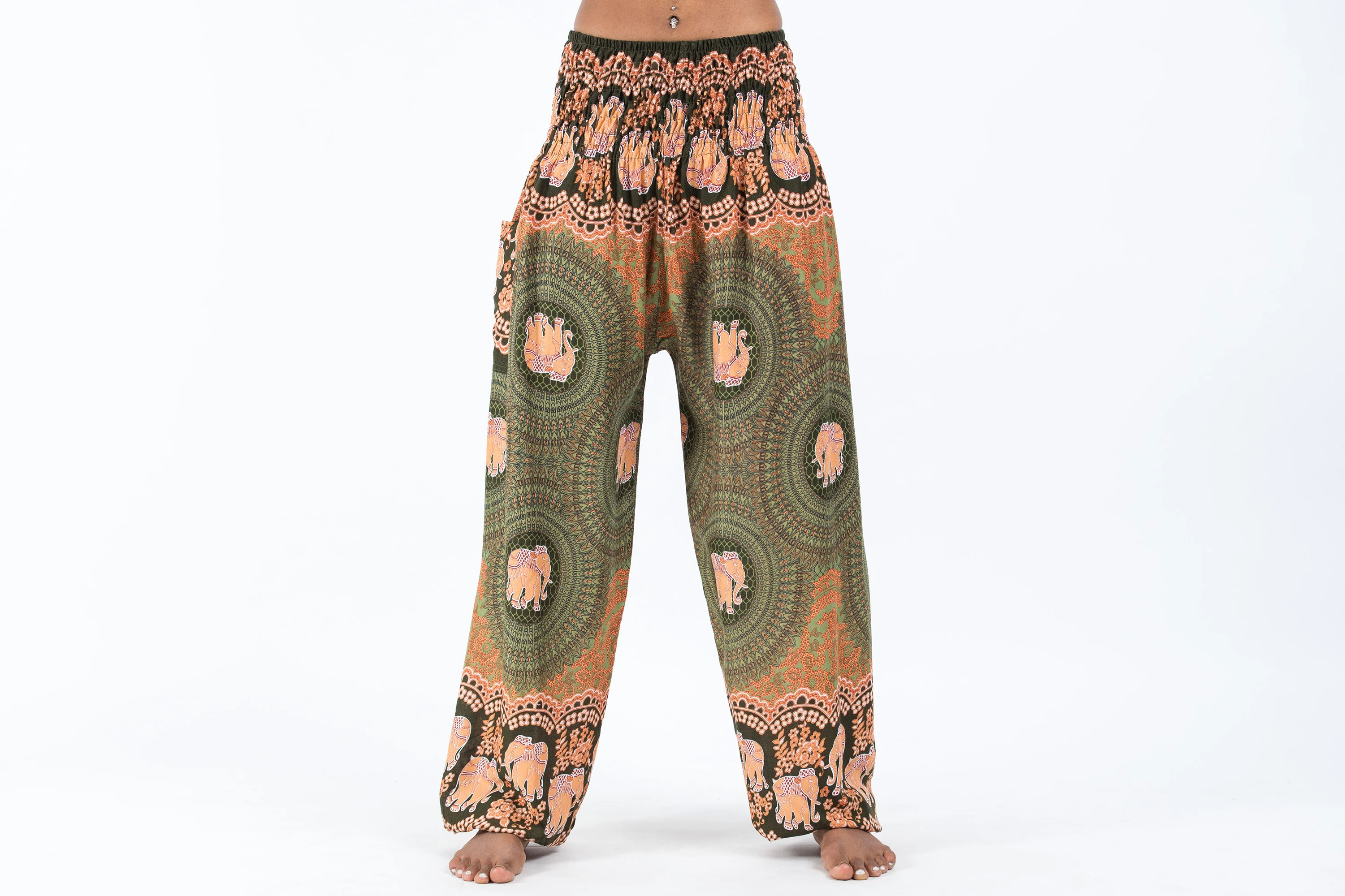 Mandala Elephant Women's Elephant Pants in Olive - Image 2