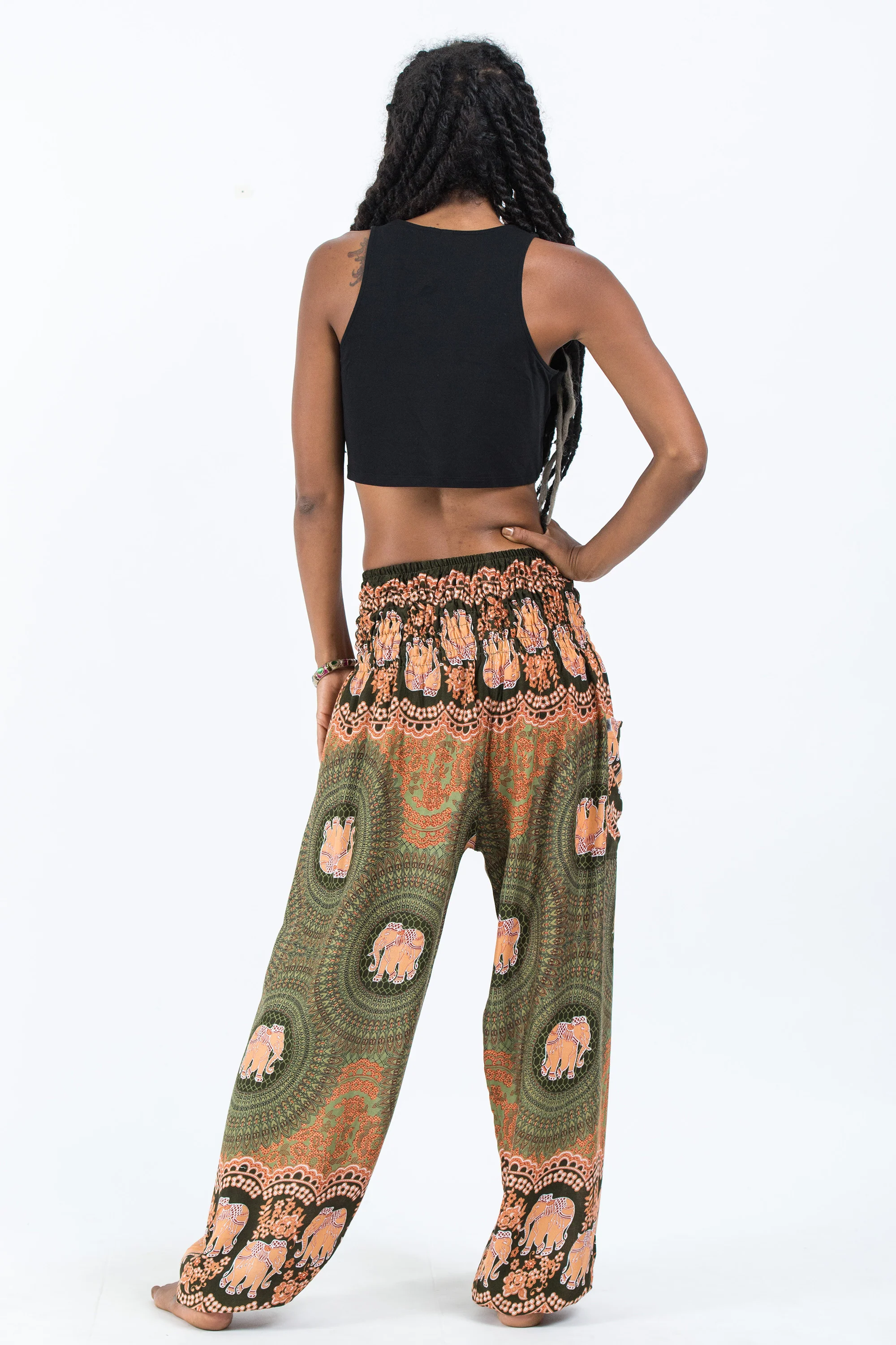 Mandala Elephant Women's Elephant Pants in Olive - Image 4
