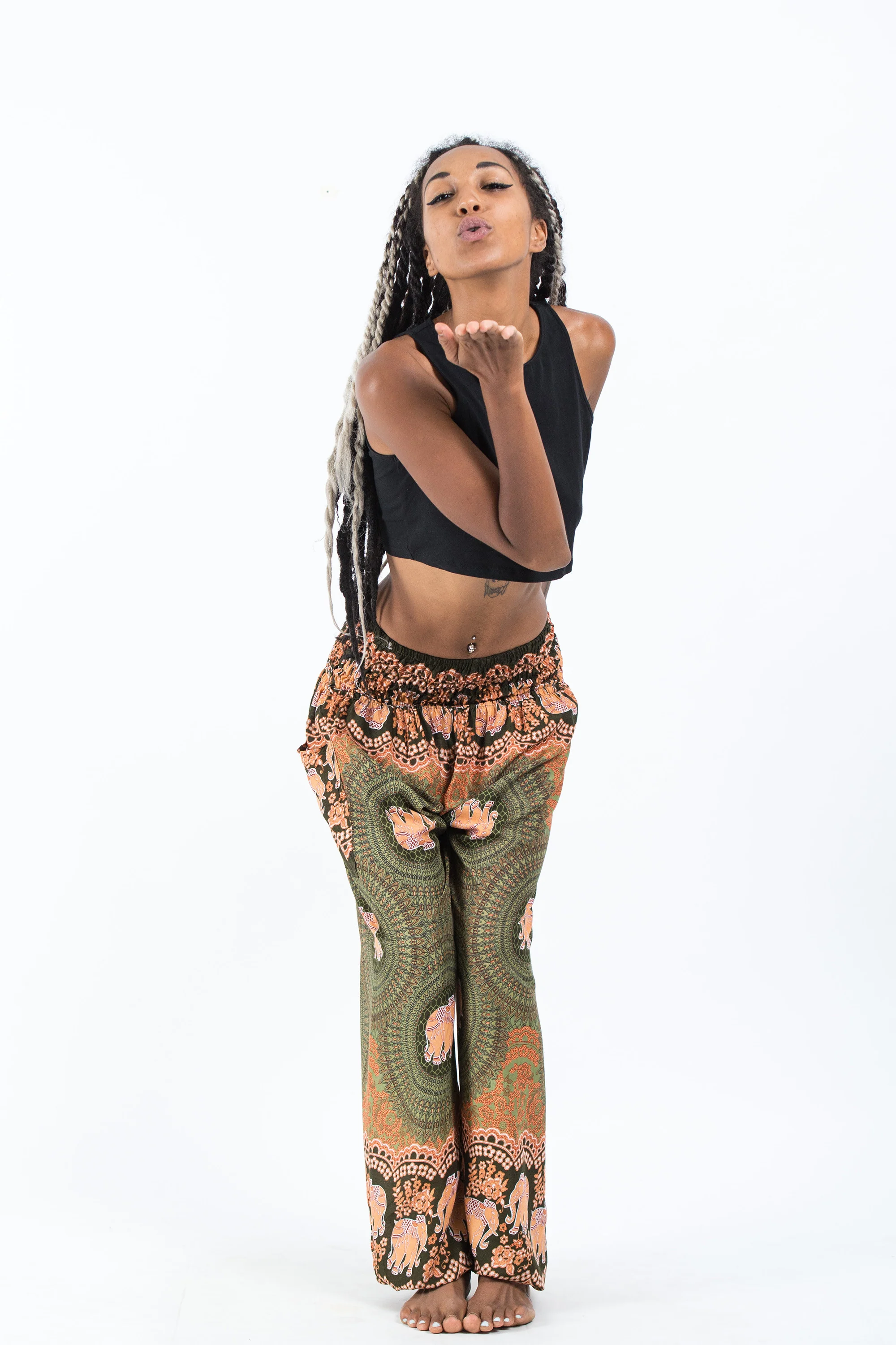 Mandala Elephant Women's Elephant Pants in Olive - Image 5