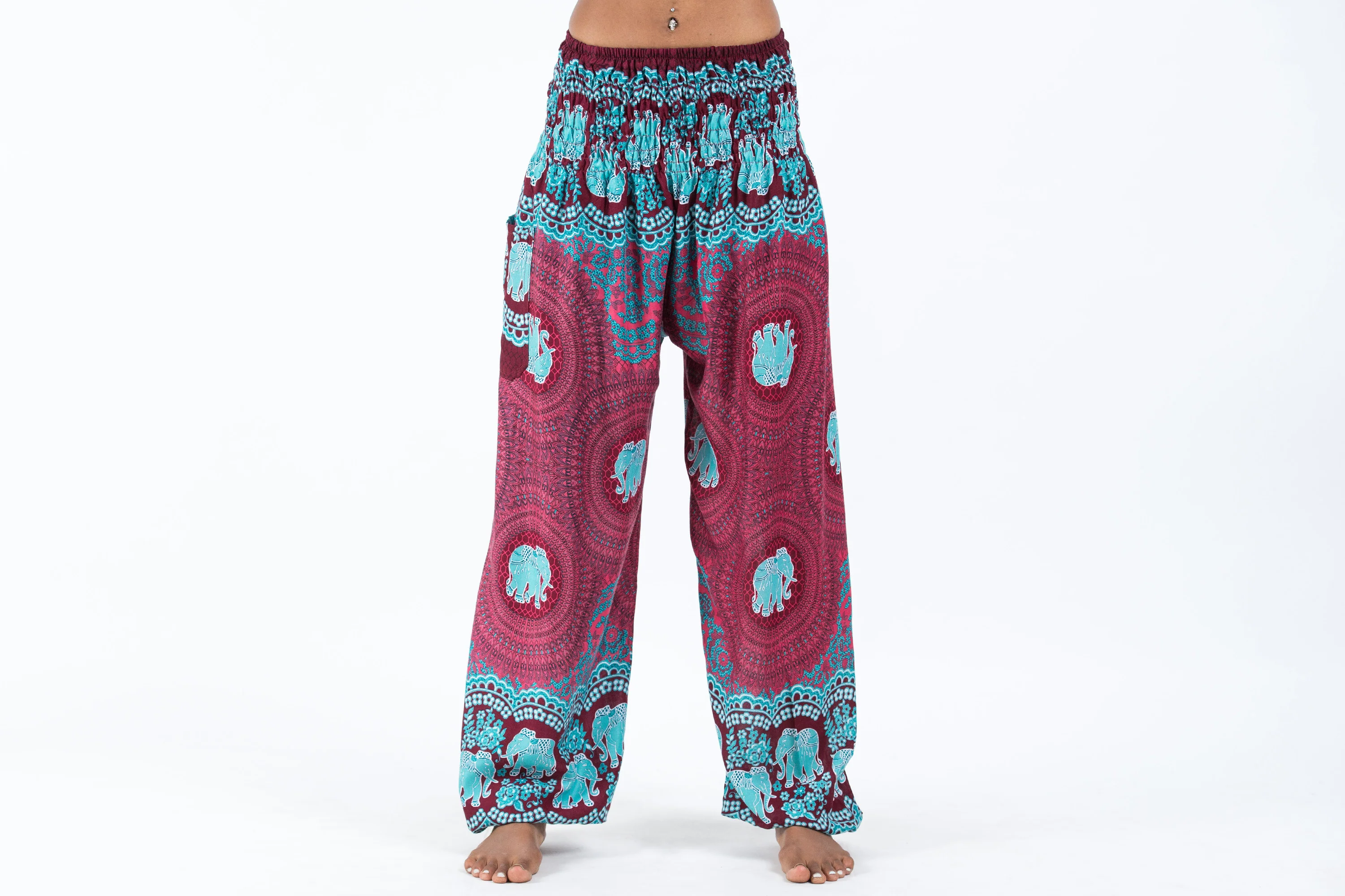 Mandala Elephant Women's Elephant Pants in Red - Image 2
