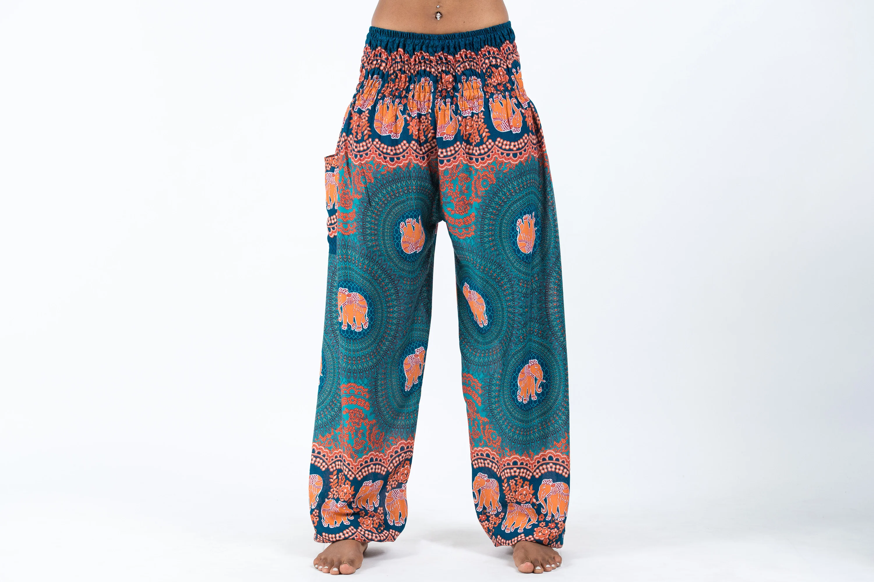 Mandala Elephant Women's Elephant Pants in Turquoise - Image 2