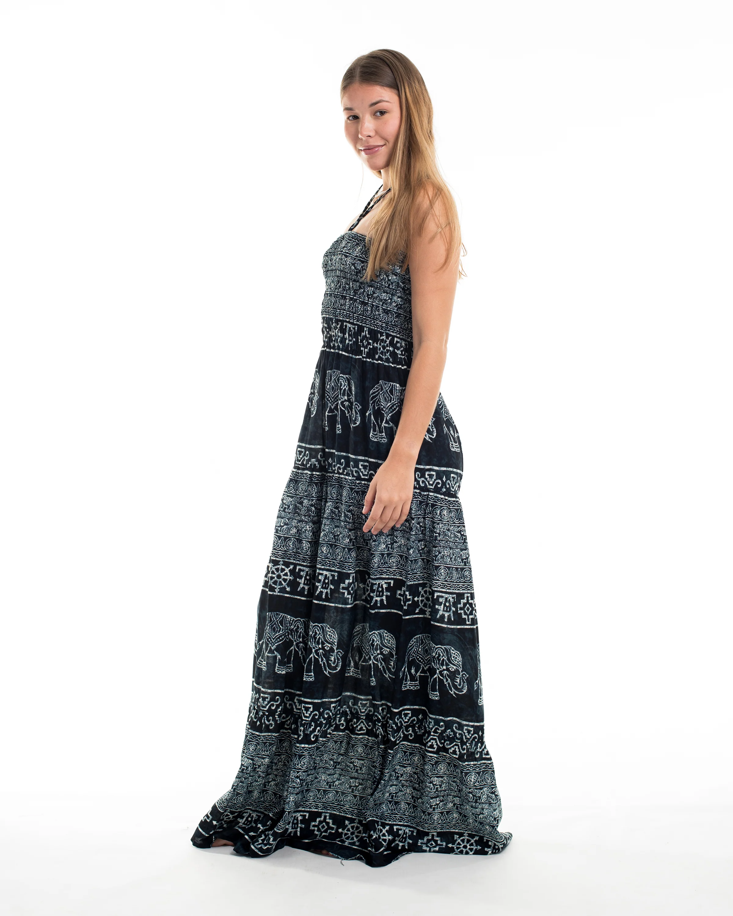 Marble Elephant Smocked Maxi Dress in Black - Image 3
