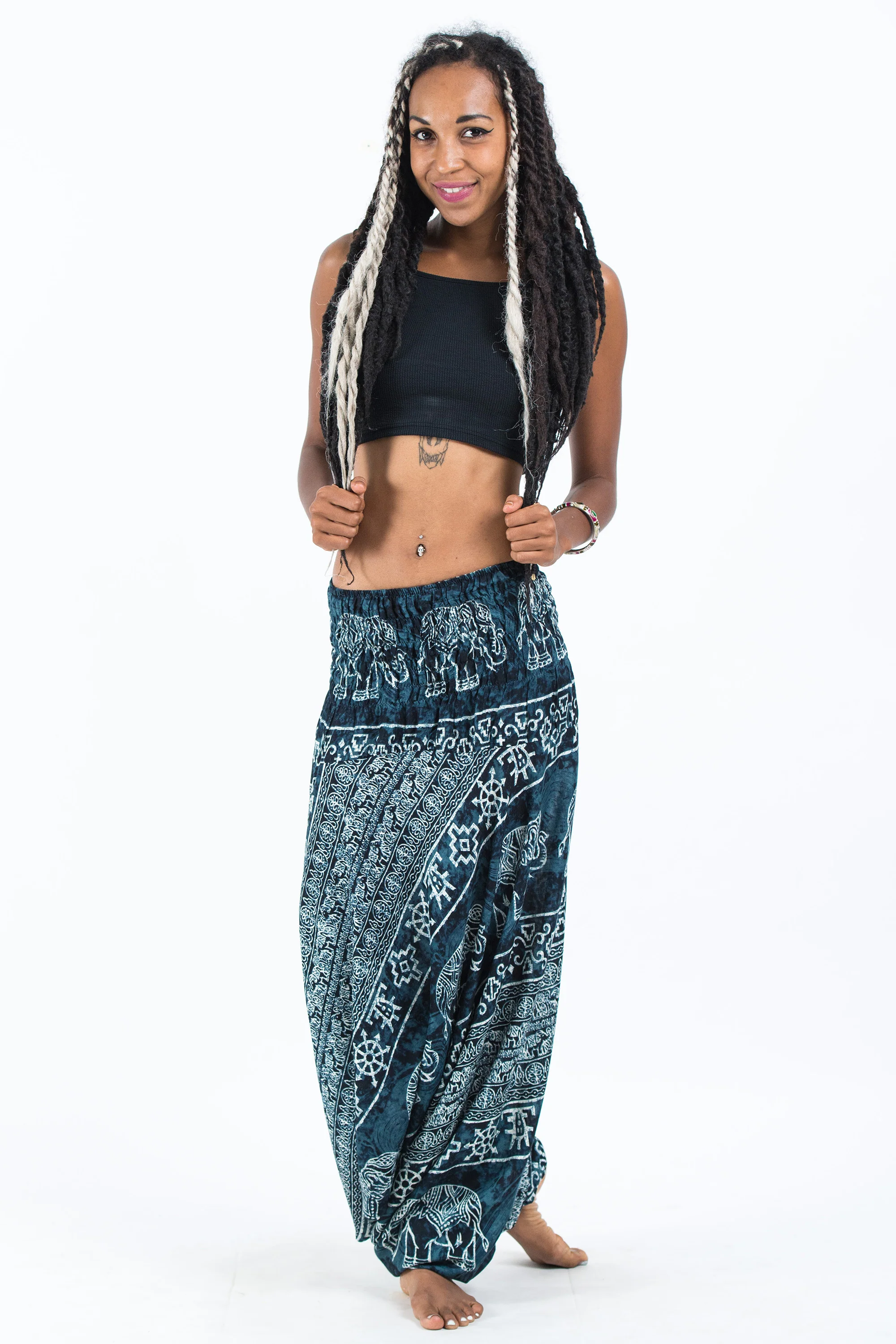 Marble Elephant 2-in-1 Jumpsuit Elephant Pants in Black - Image 5