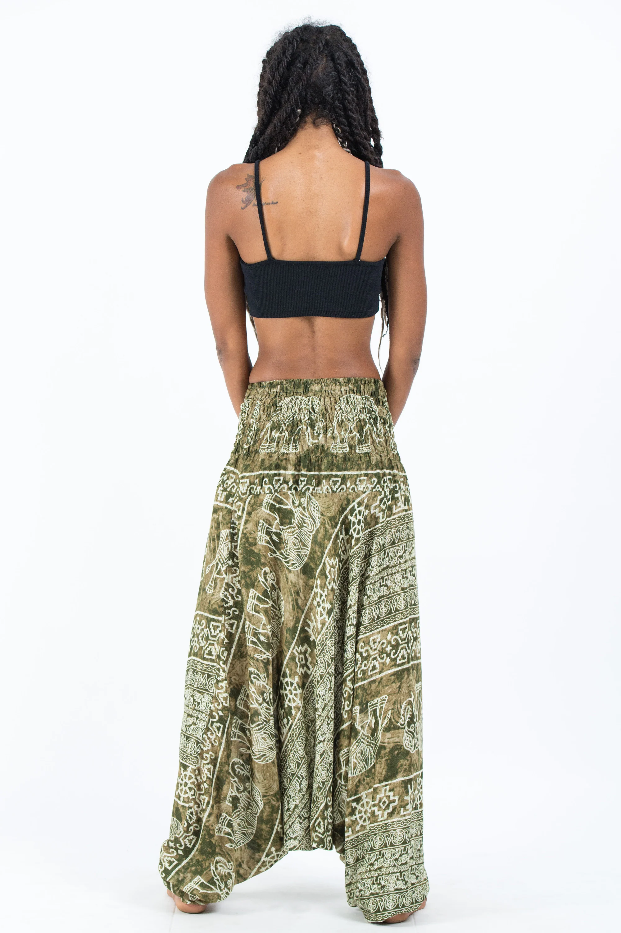 Marble Elephant 2-in-1 Jumpsuit Elephant Pants in Olive - Image 4