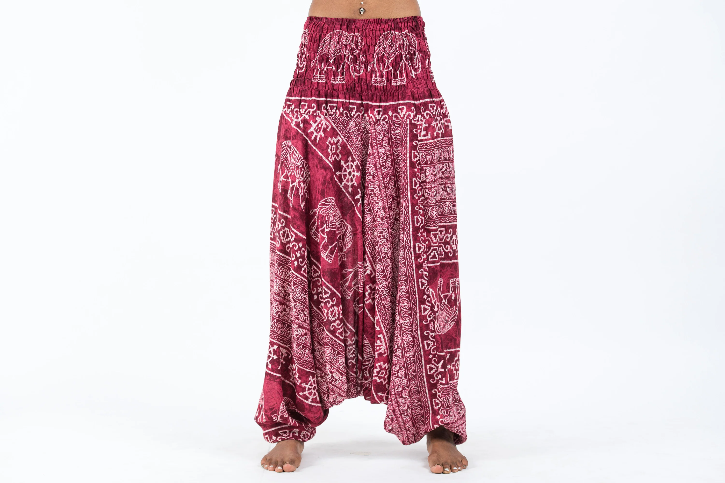 Marble Elephant 2-in-1 Jumpsuit Elephant Pants in Red - Image 2
