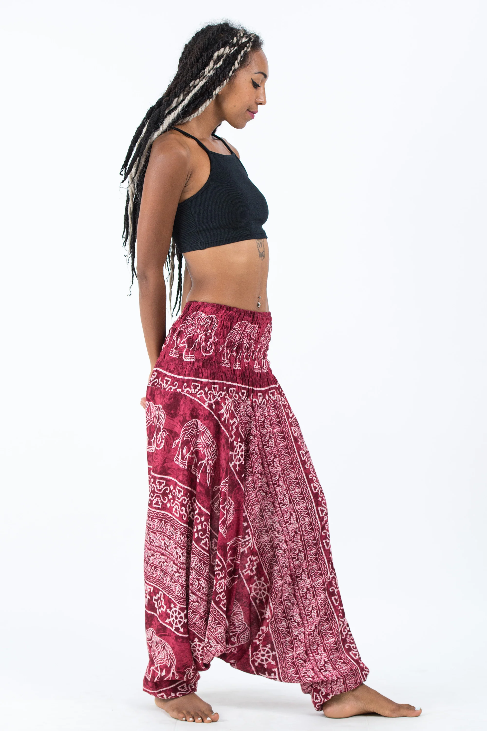 Marble Elephant 2-in-1 Jumpsuit Elephant Pants in Red - Image 3