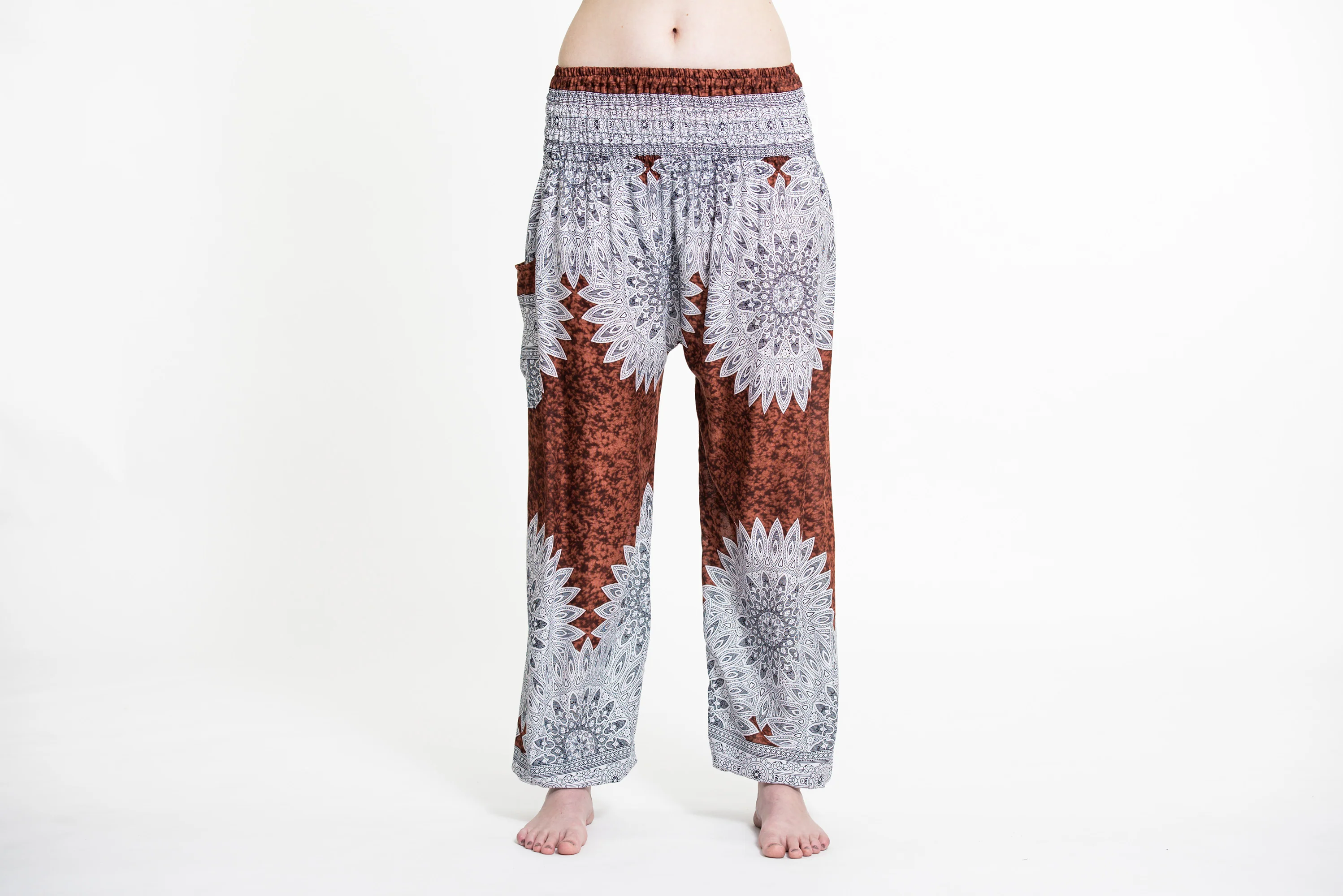 Marble Mandalas Women's Harem Pants in Brown - Image 2