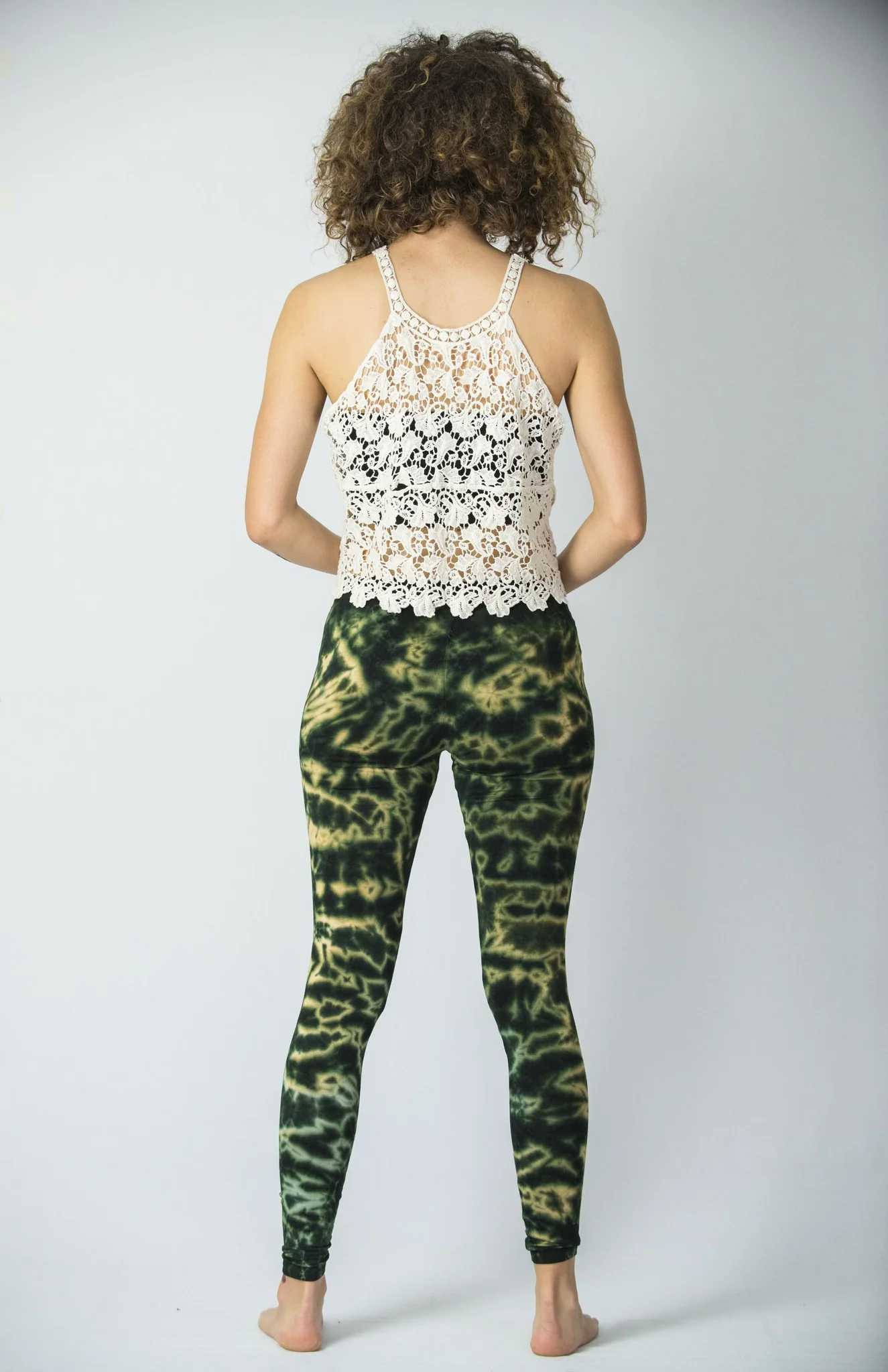 Marble Tie Dye Cotton Leggings in Green - Image 4