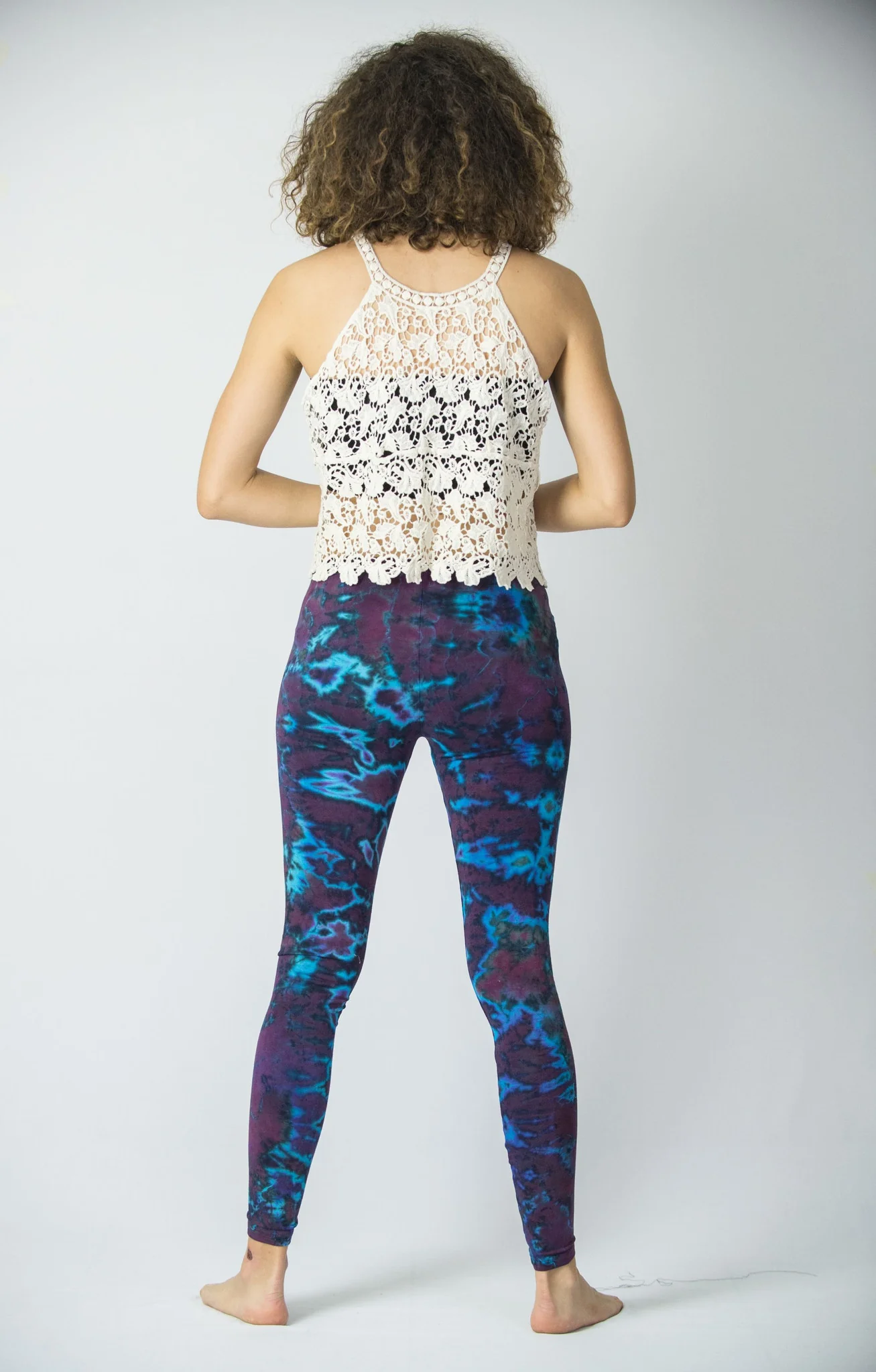 Marble Tie Dye Cotton Leggings in Indigo - Image 4