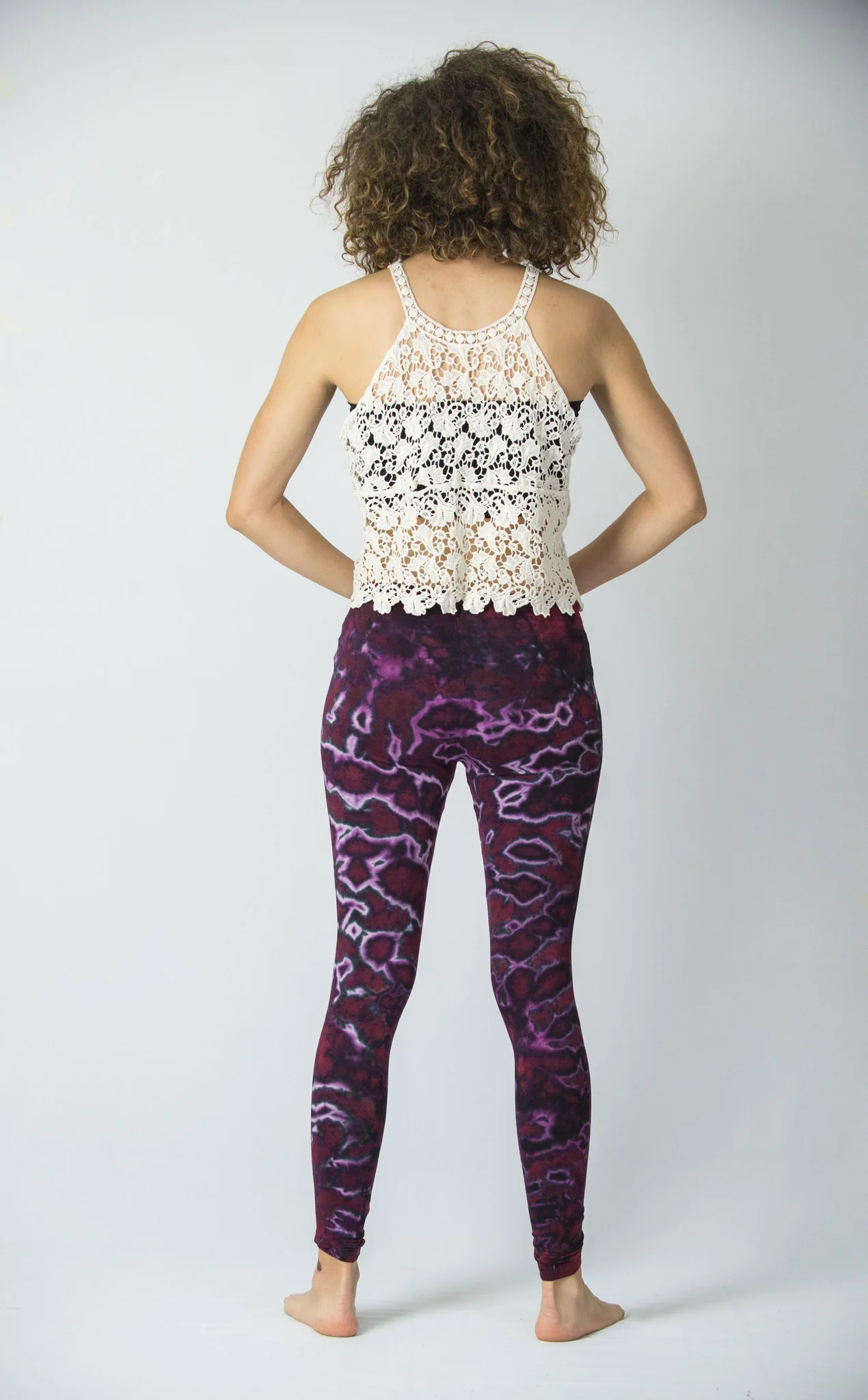 Marble Tie Dye Cotton Leggings in Purple - Image 3