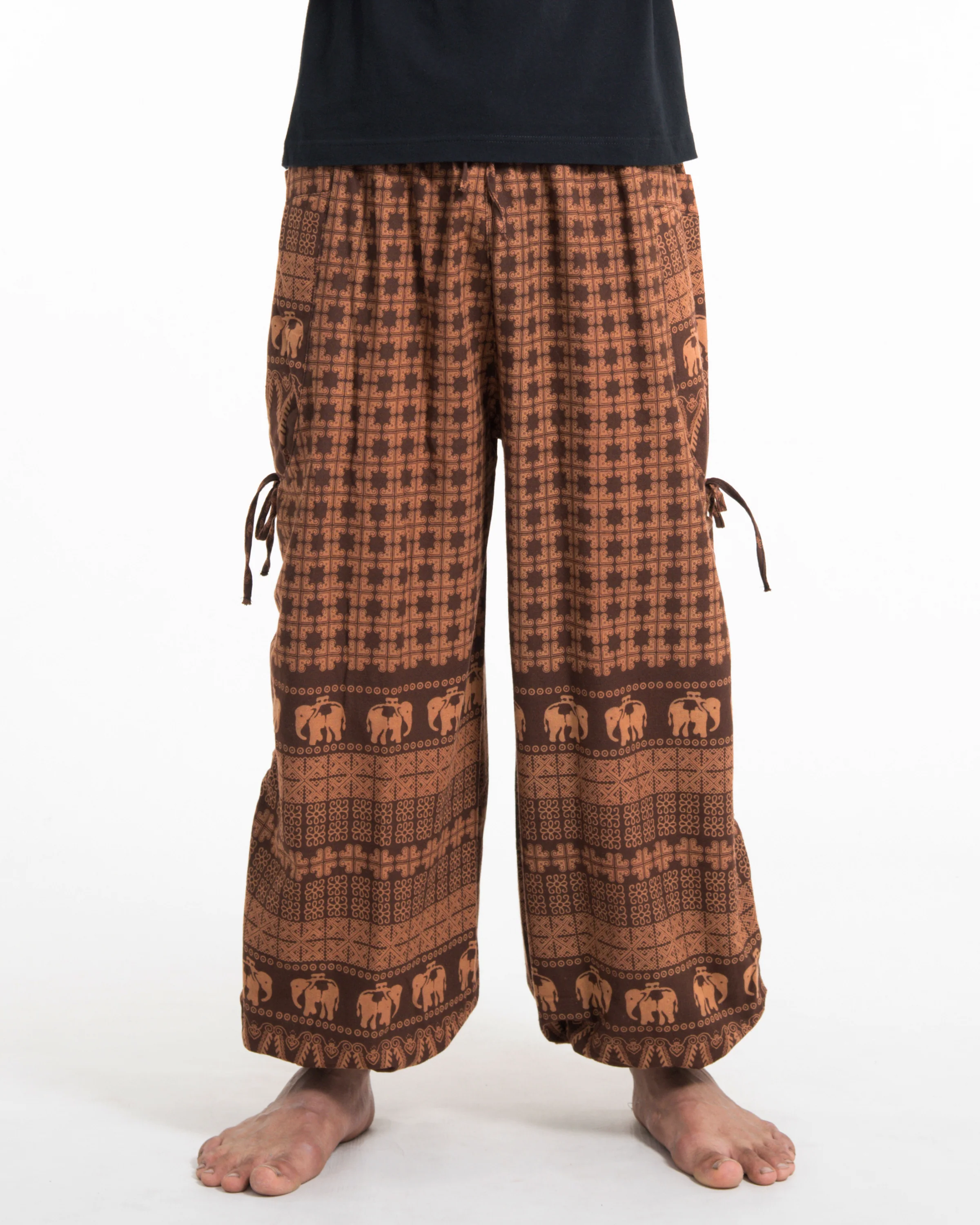 Men's Hill Tribe Cotton Elephant Pants in Brown - Image 5