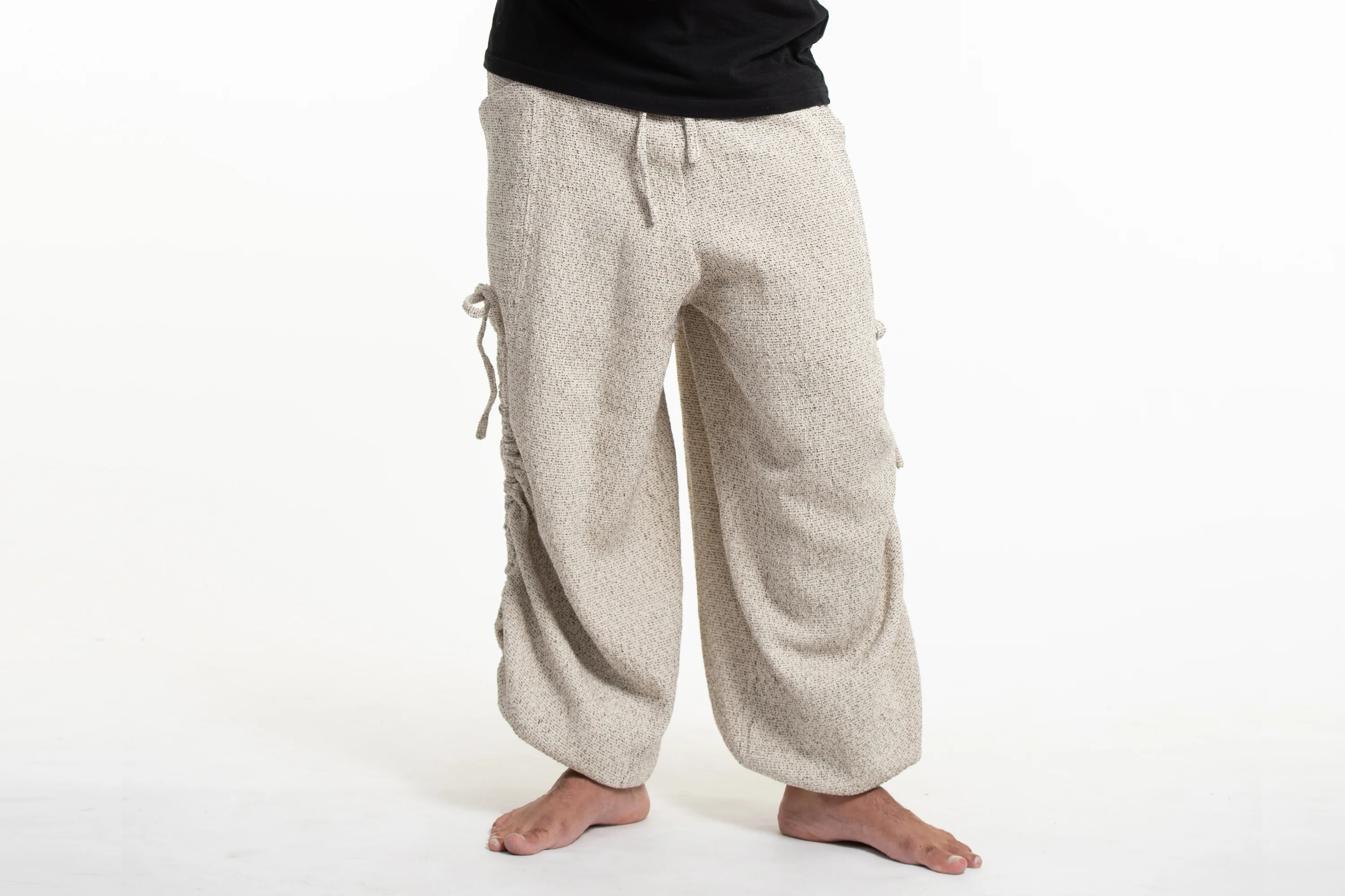 Men's Ribbed Cotton Pants in Beige - Image 2