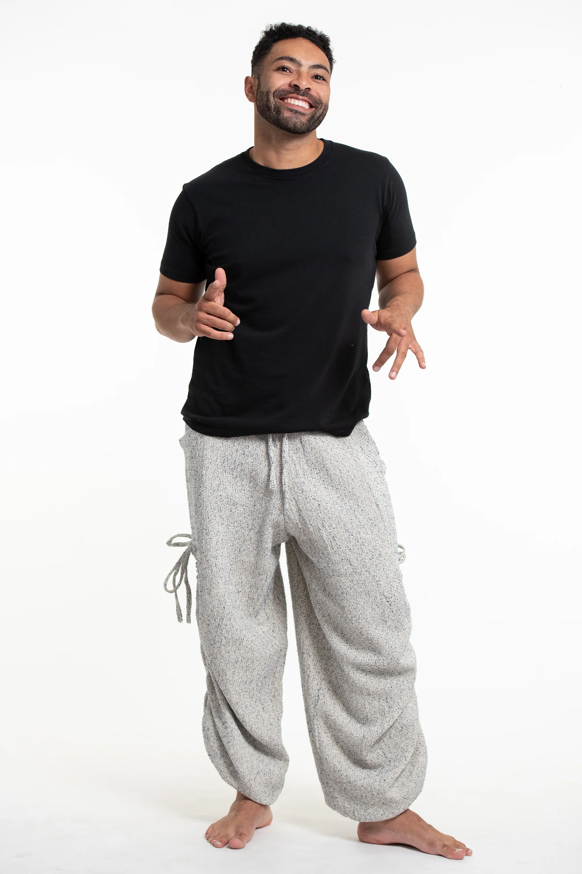 Men's Ribbed Cotton Pants in Blue