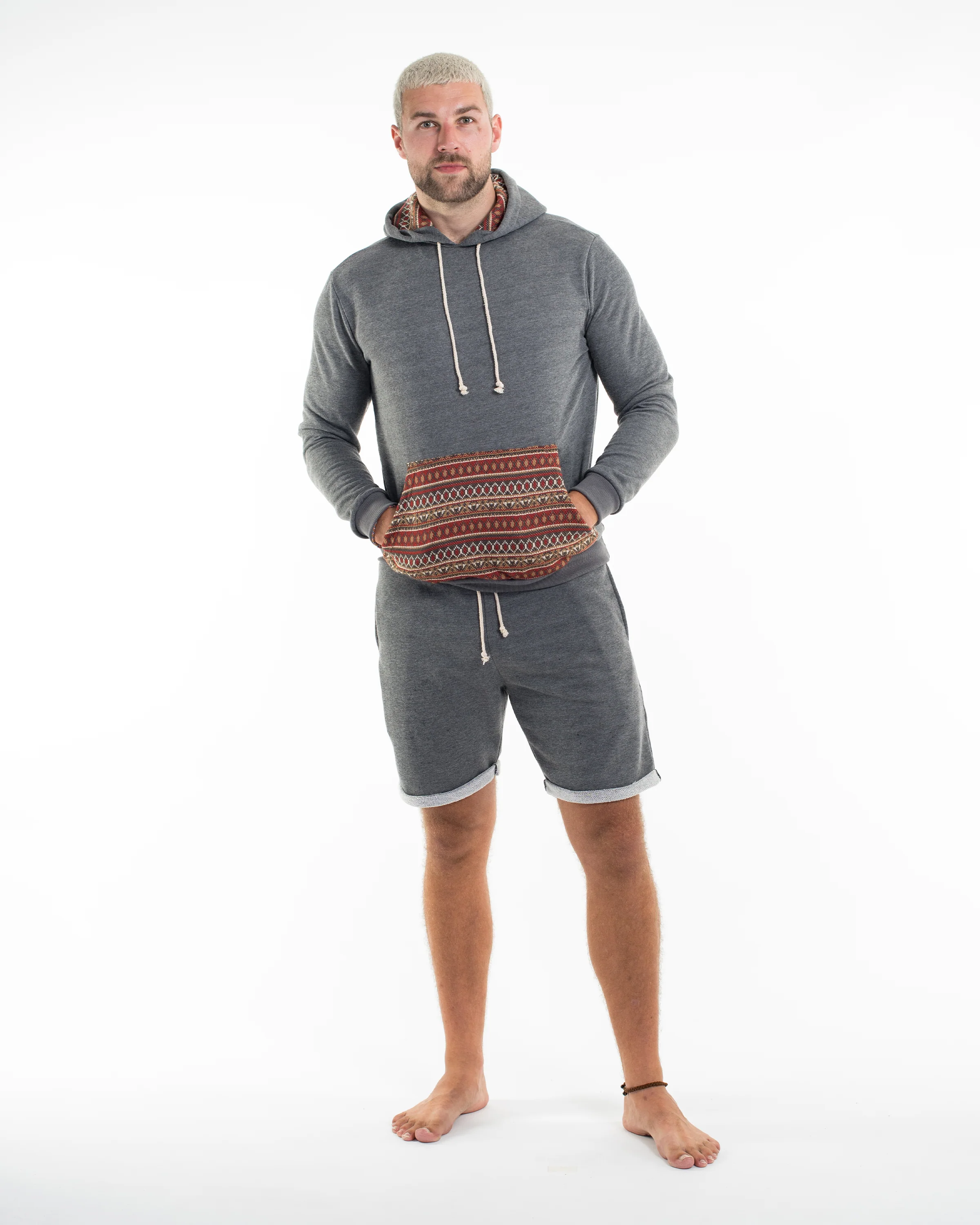 Men's Terry Shorts with Tribal Pockets in Black (Size M - XL) - Image 5