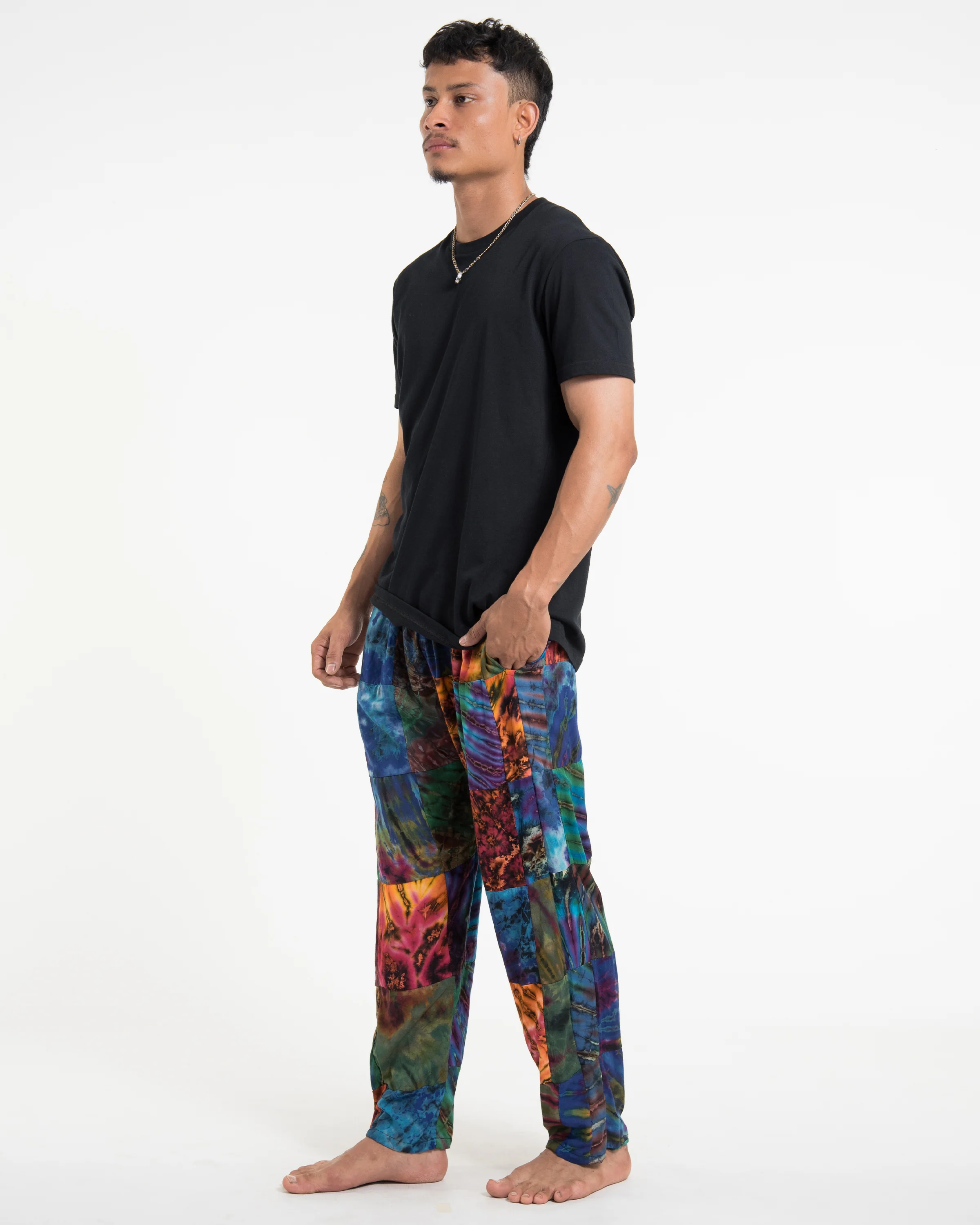 Men's Tie dye Patchwork Harem Pants in Autumn - Image 3