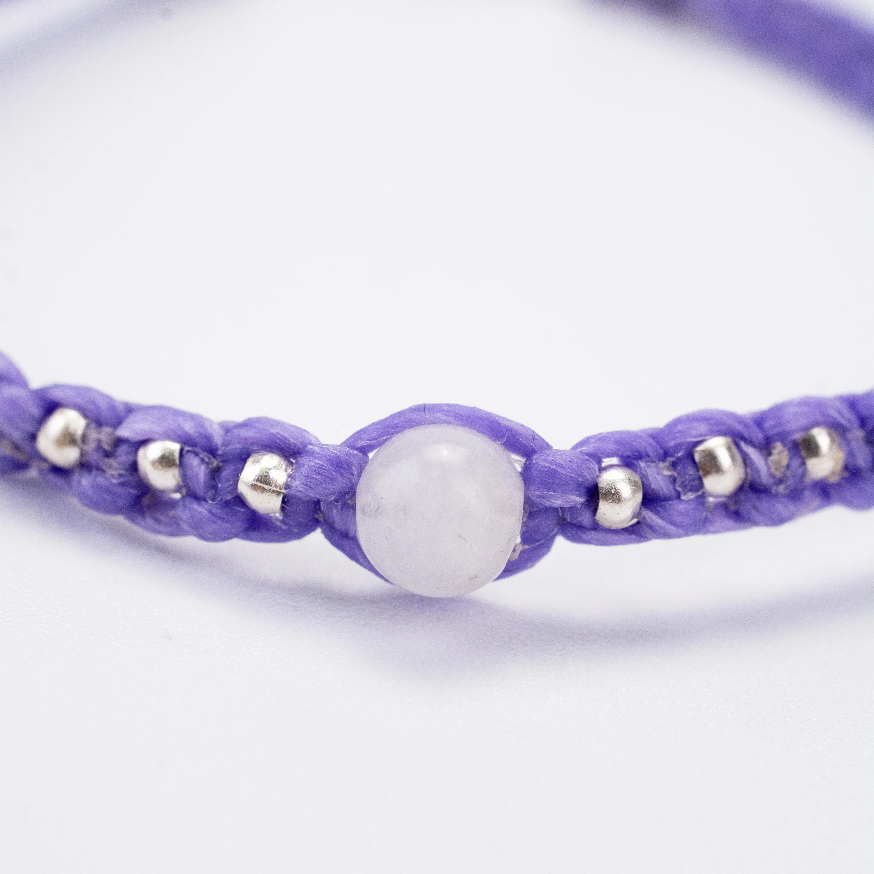 Moonstone and Silver Beads Bracelet in Purple - Image 3