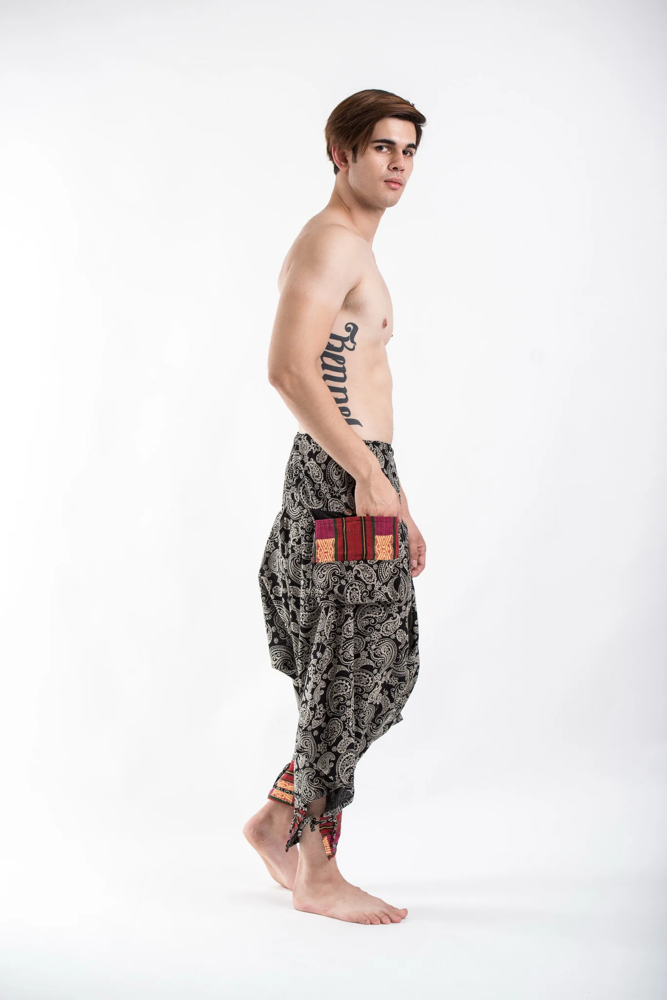 Paisley Hill Tribe Drawstring Men's Harem Pants with Ankle Straps - Image 3