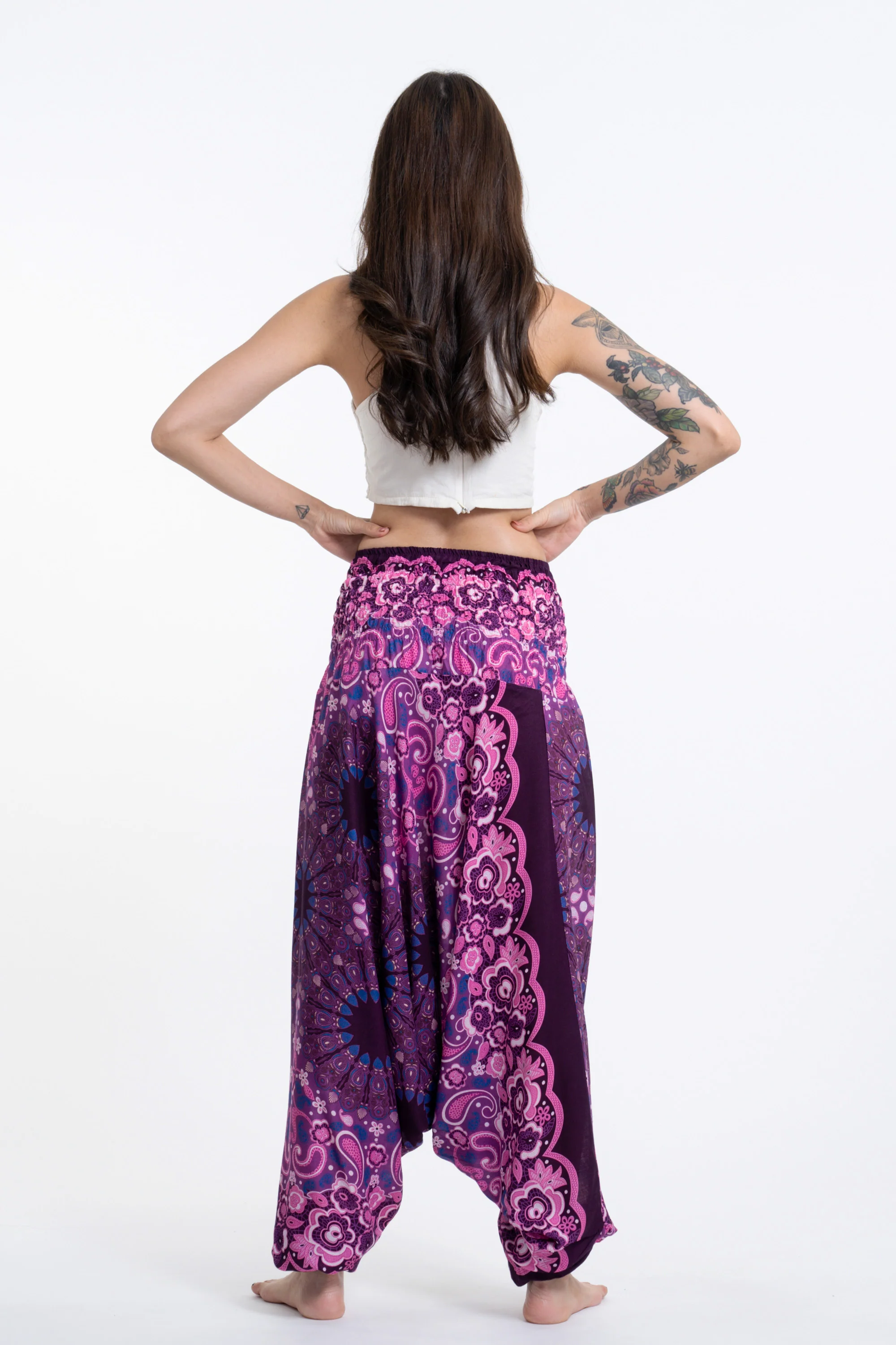 Paisley Mandalas 2-in-1 Jumpsuit Harem Pants in Purple - Image 4