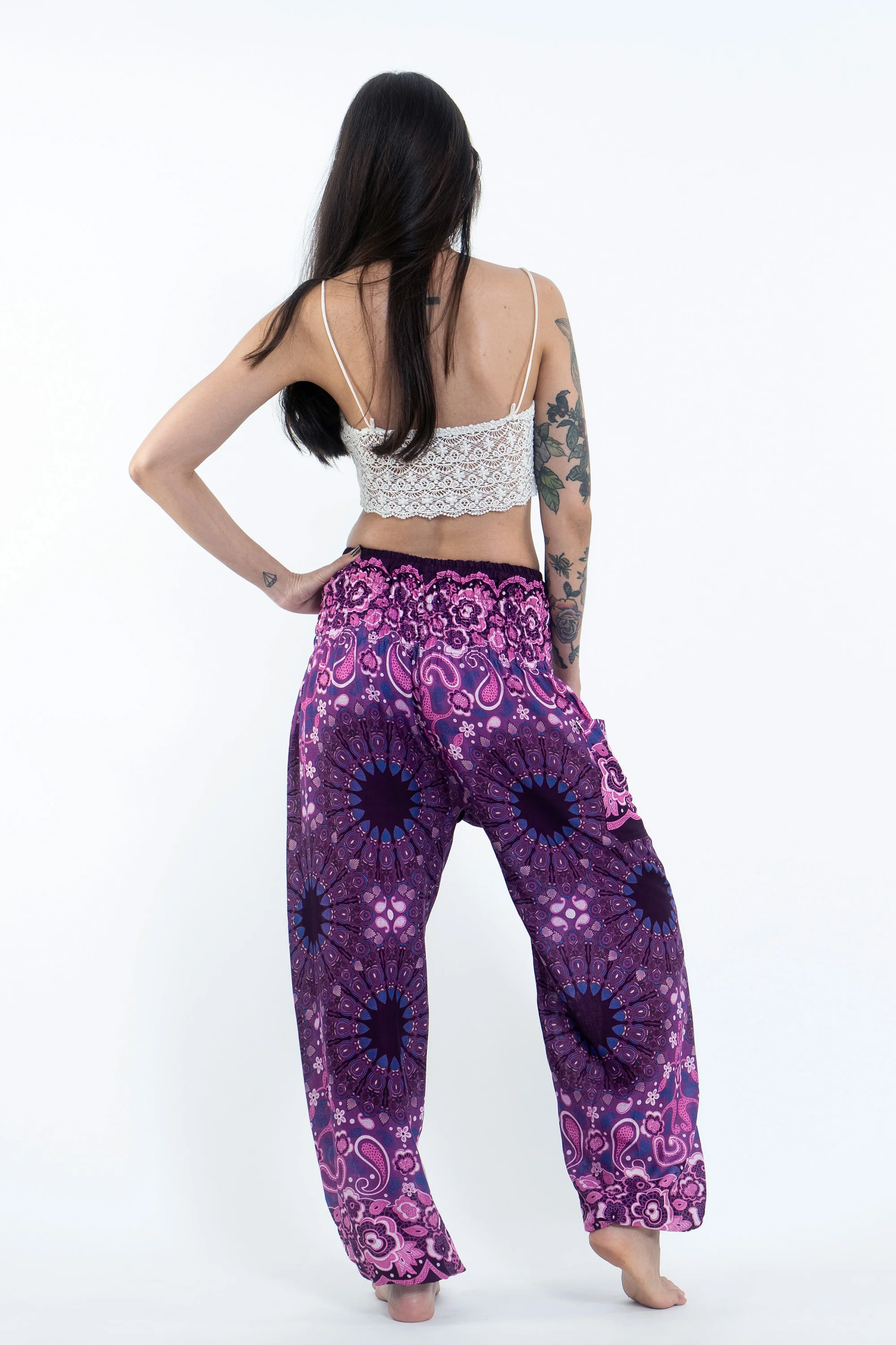 Paisley Mandalas Women's Harem Pants in Purple - Image 4