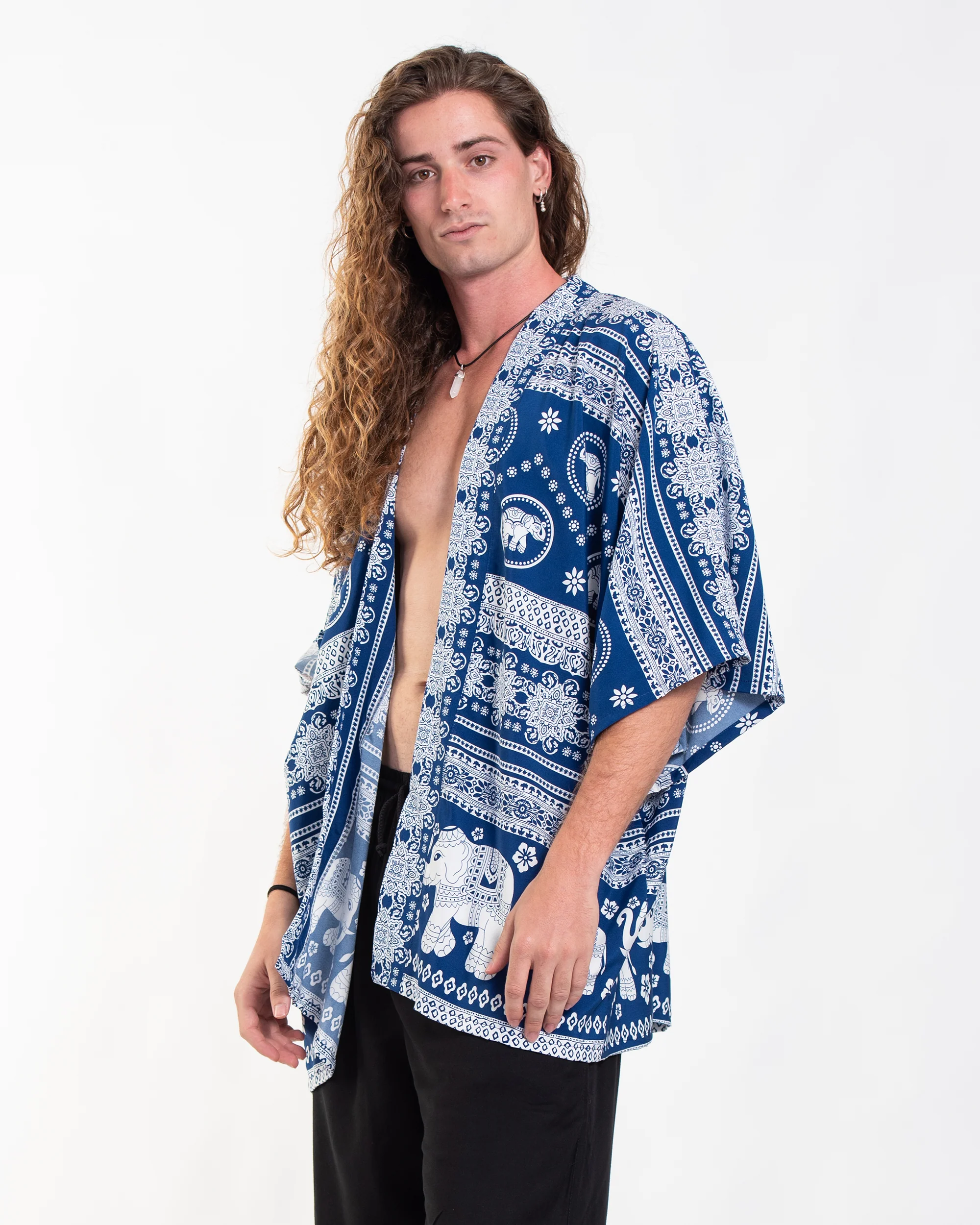 Parade Elephant Kimono Cardigan in Blue - Image 3