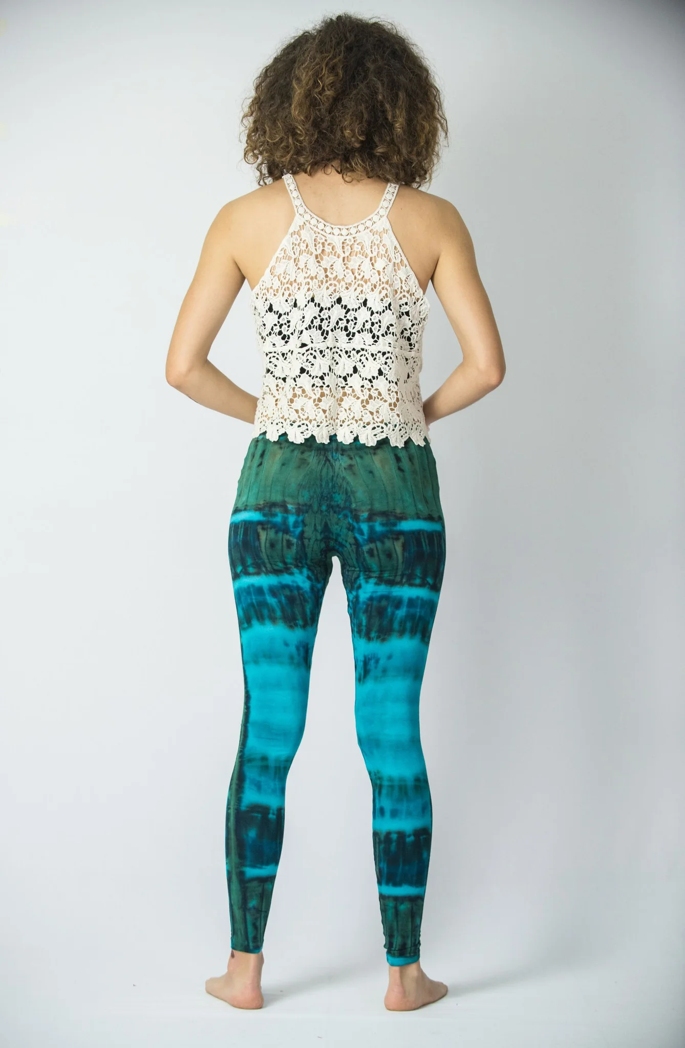 Patch Dye Tie Dye Cotton Leggings in Blue - Image 4