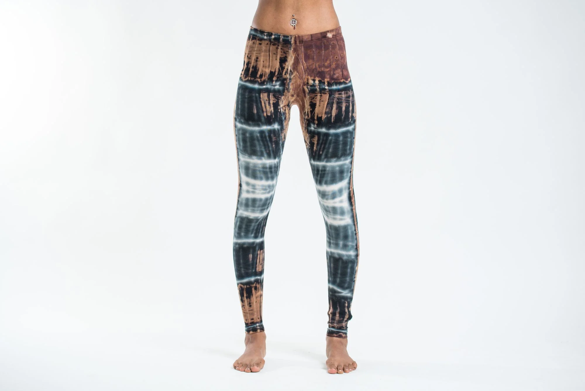 Patch Dye Tie Dye Cotton Leggings in Brown - Image 7