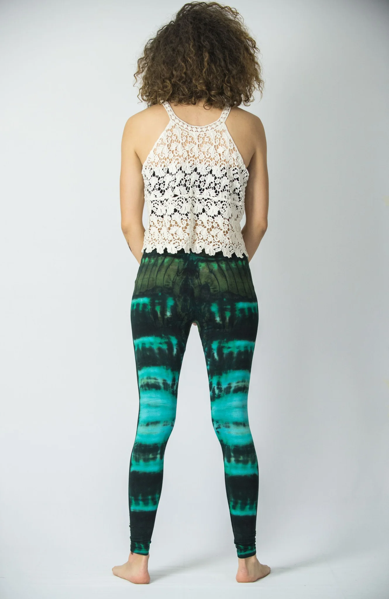 Patch Dye Tie Dye Cotton Leggings in Turquoise - Image 3